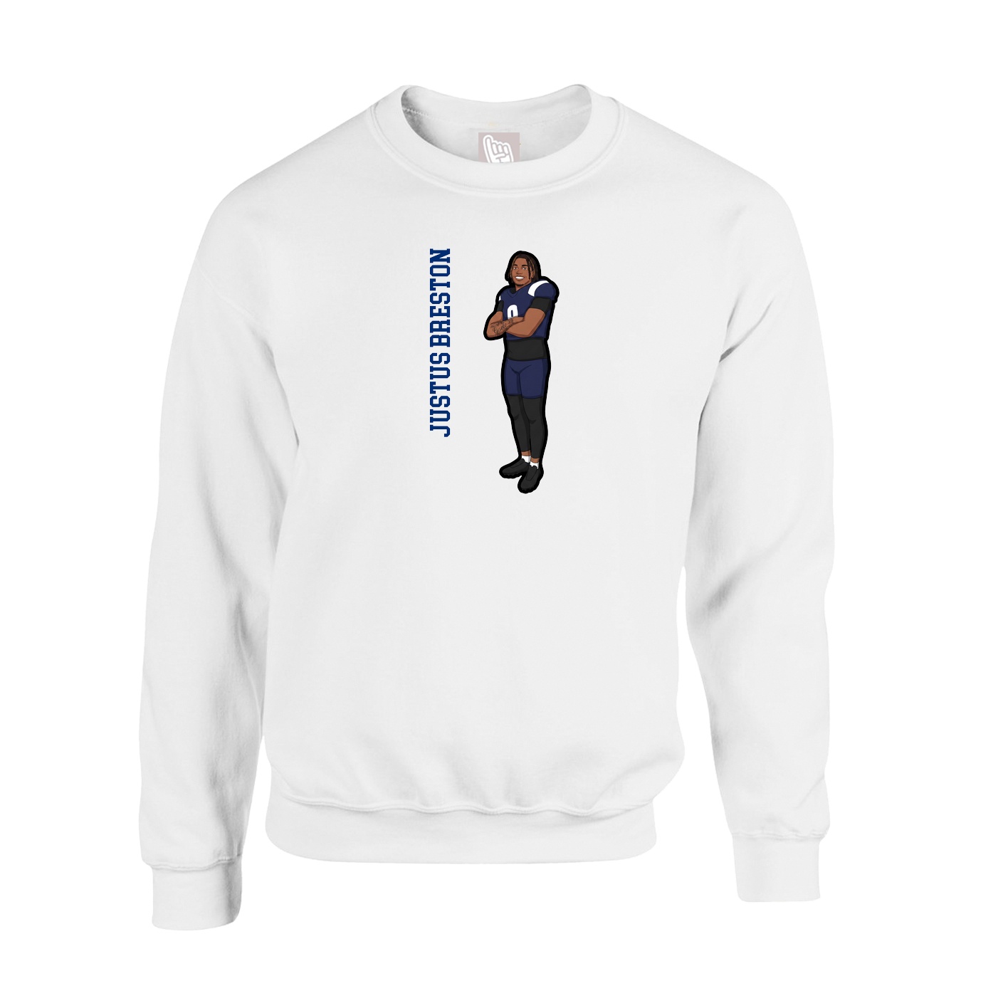 Fleece Crew — Name Vertical in White