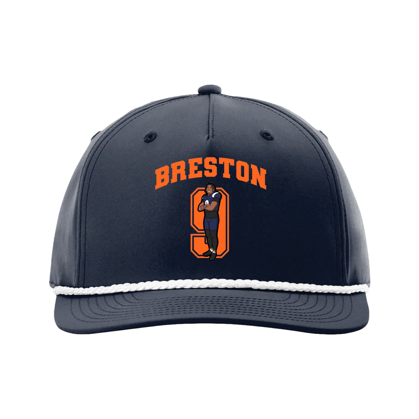 Five-Panel Classic Rope Cap — Number in Navy