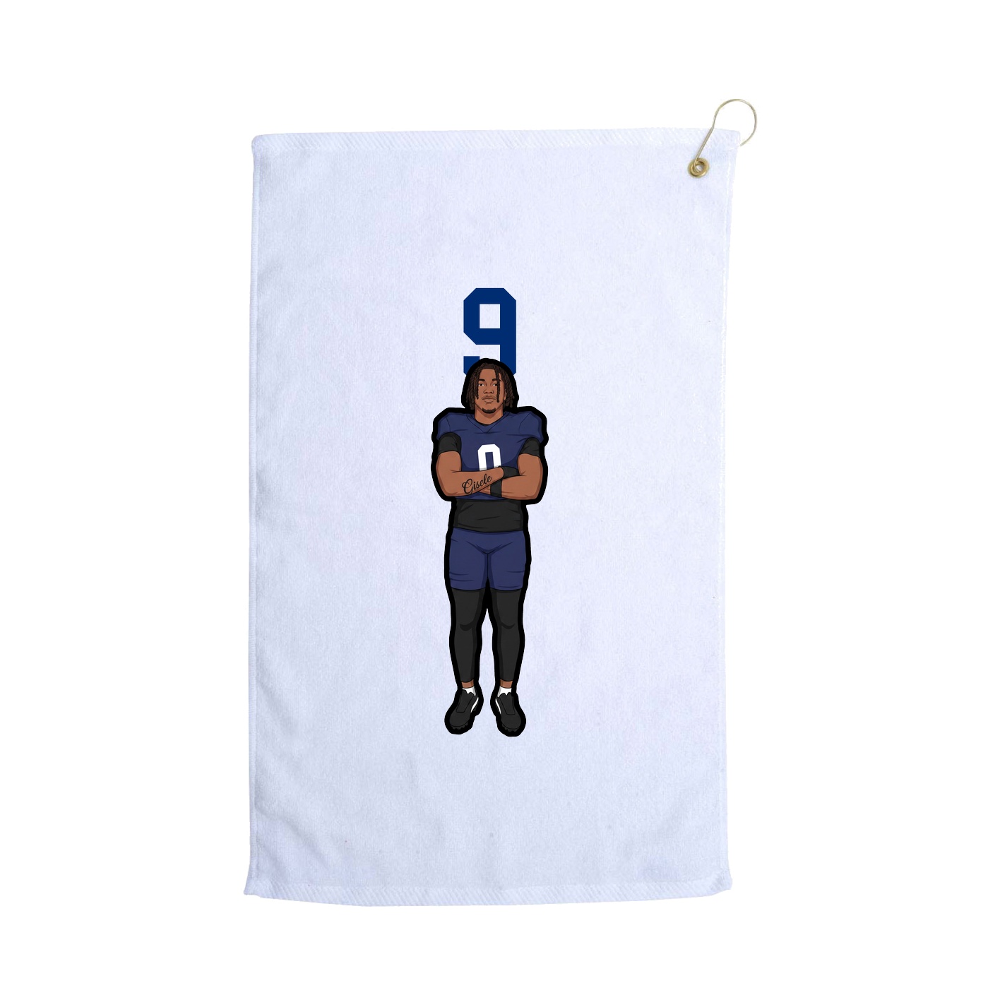 Golf Towel — Number Top in White