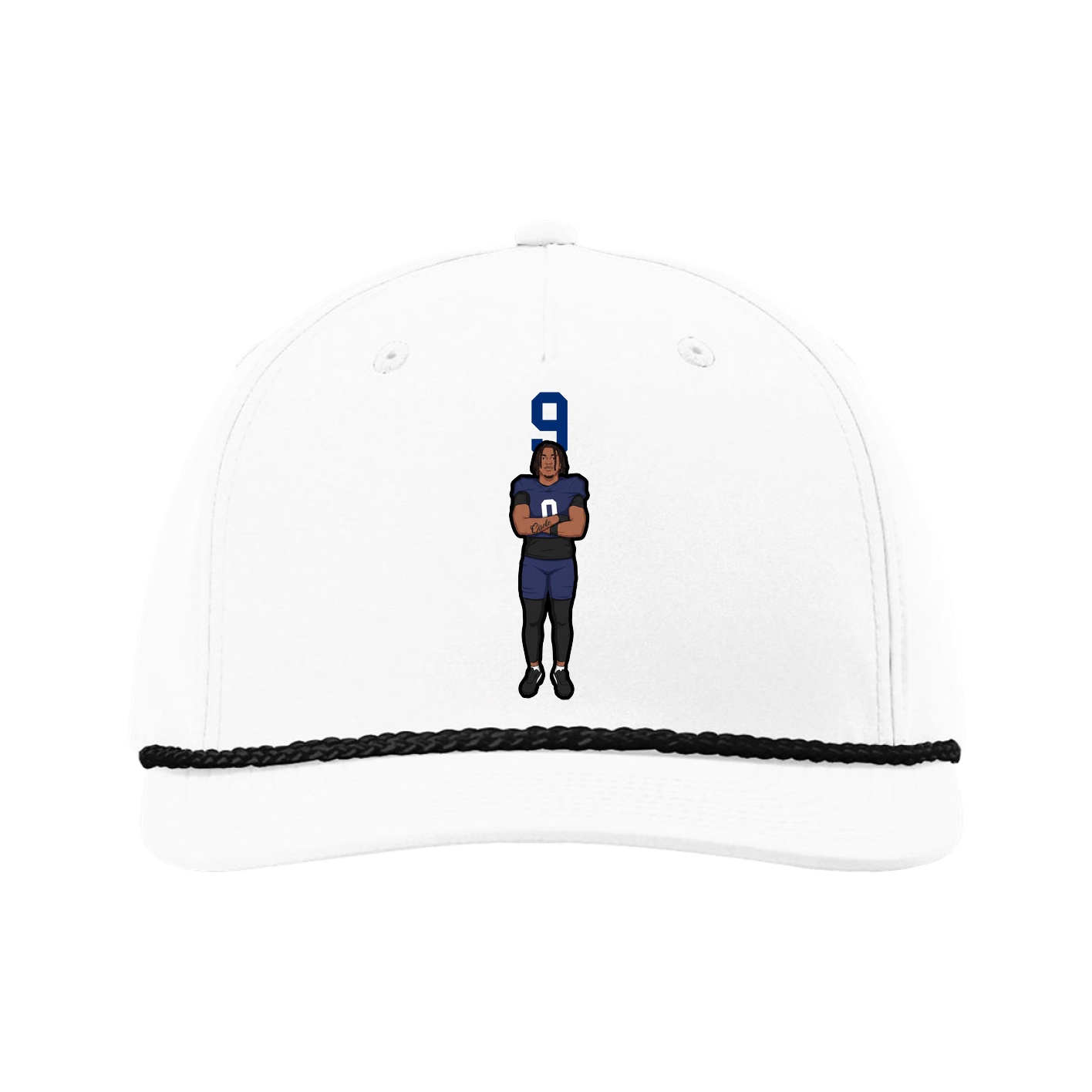 Five-Panel Classic Rope Cap — Number Top in White