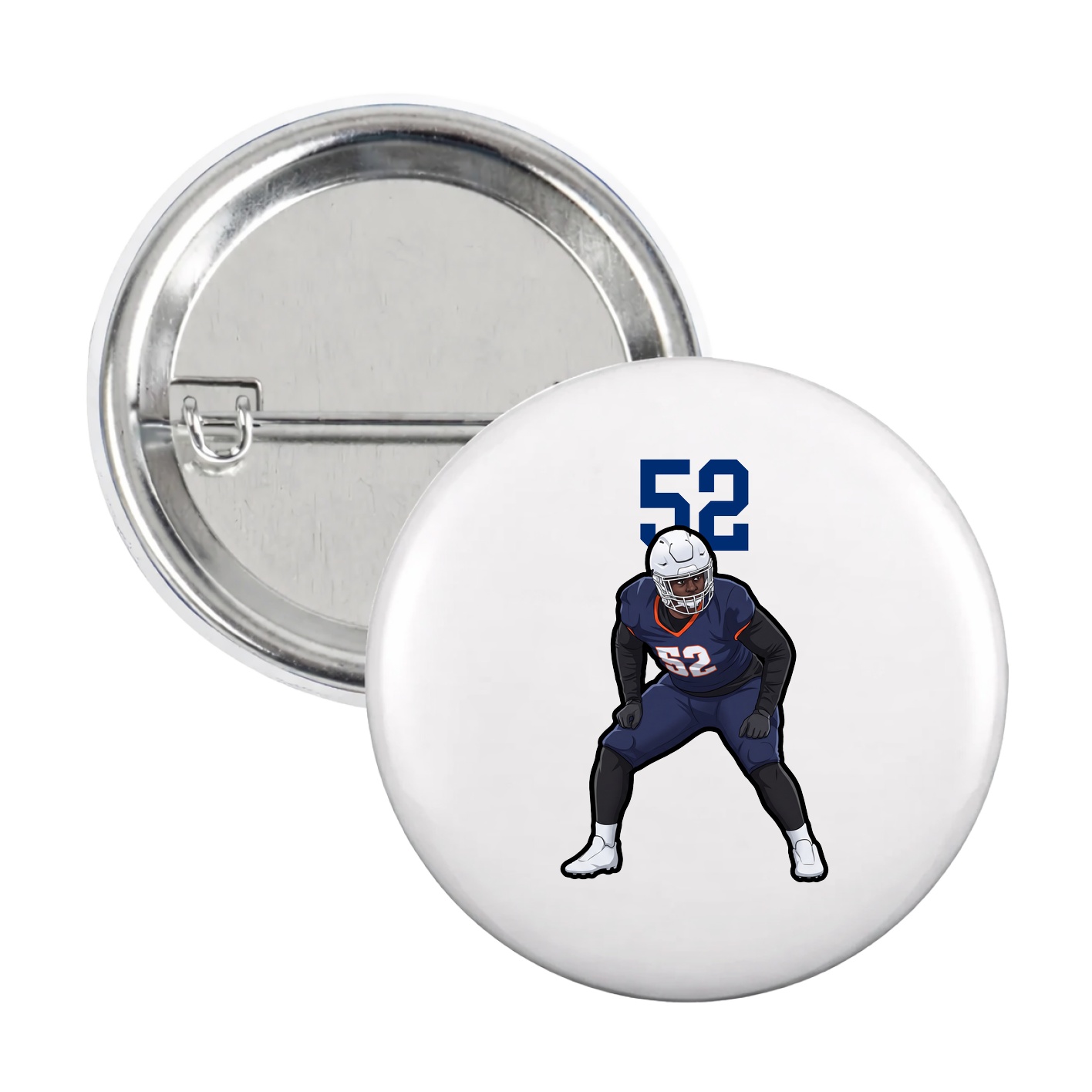 Game Day Button — Number Top in White
