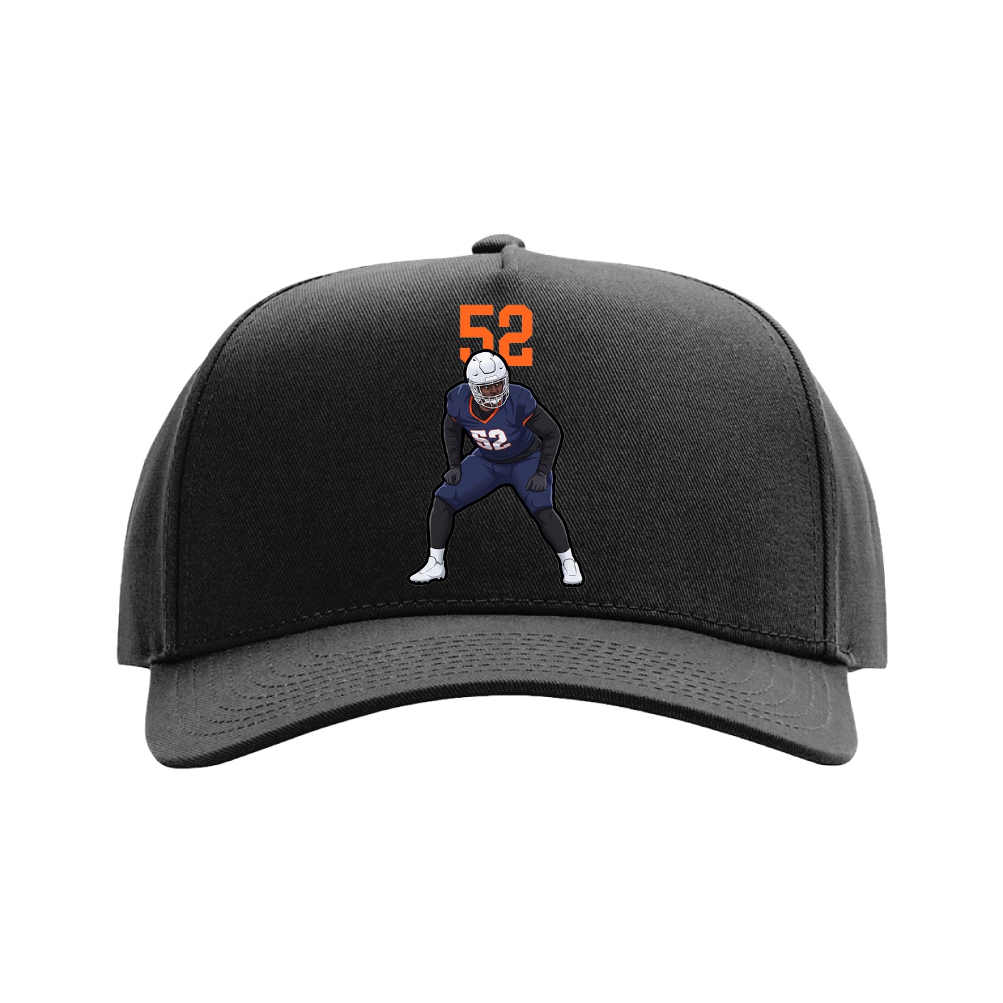 Full Fabric Five-Panel Champ Cap — Number Top in Black