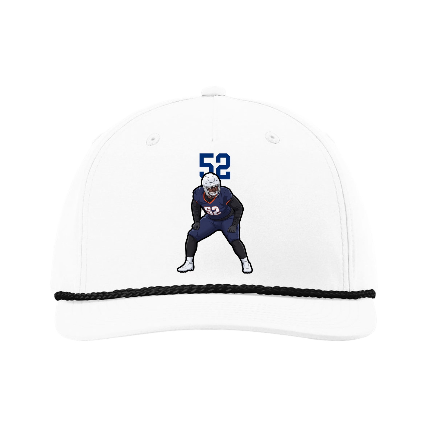 Five-Panel Classic Rope Cap — Number Top in White
