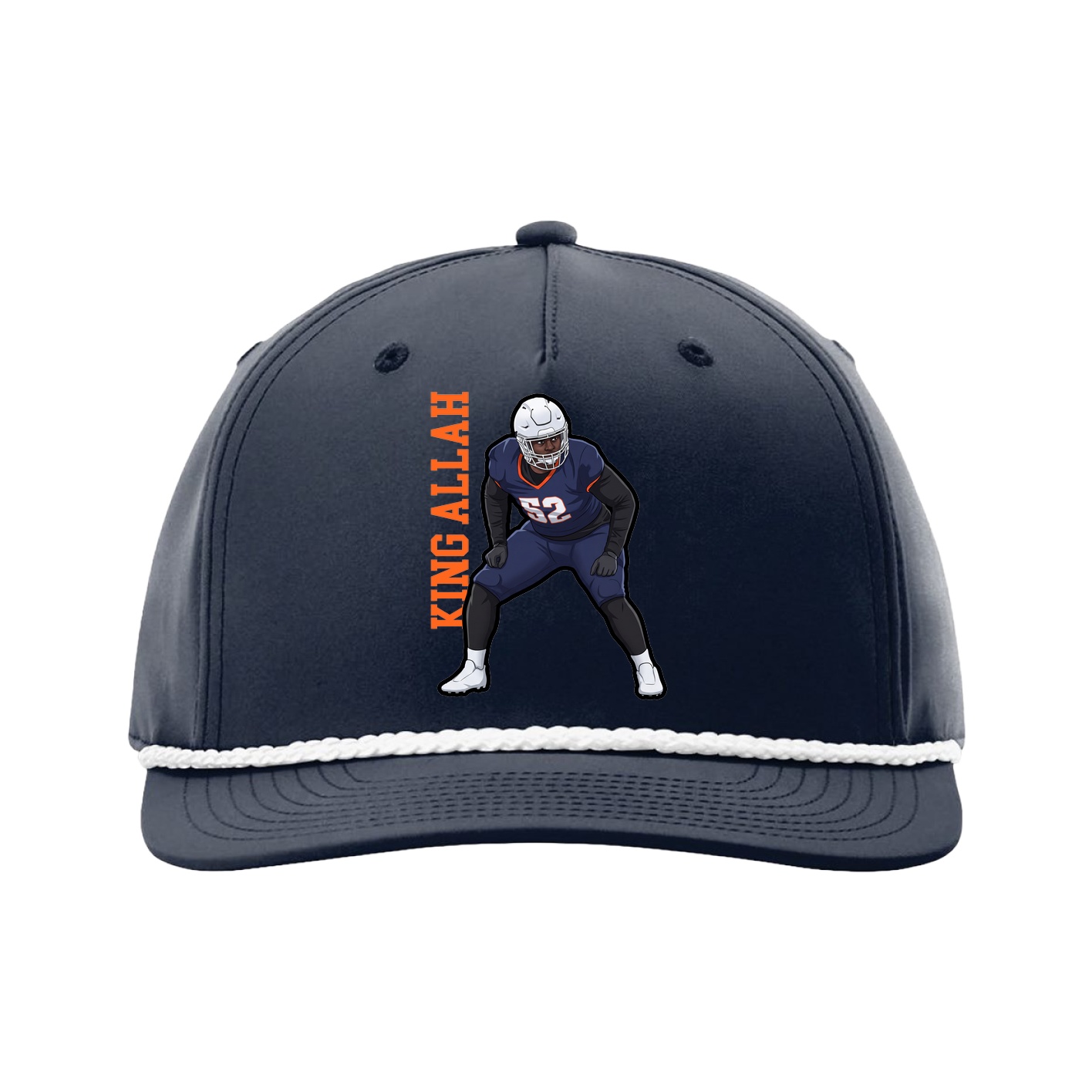 Five-Panel Classic Rope Cap — Name Vertical in Navy