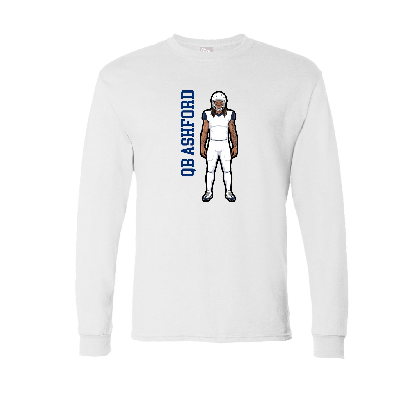 Long Sleeve Tee — Name Vertical in White