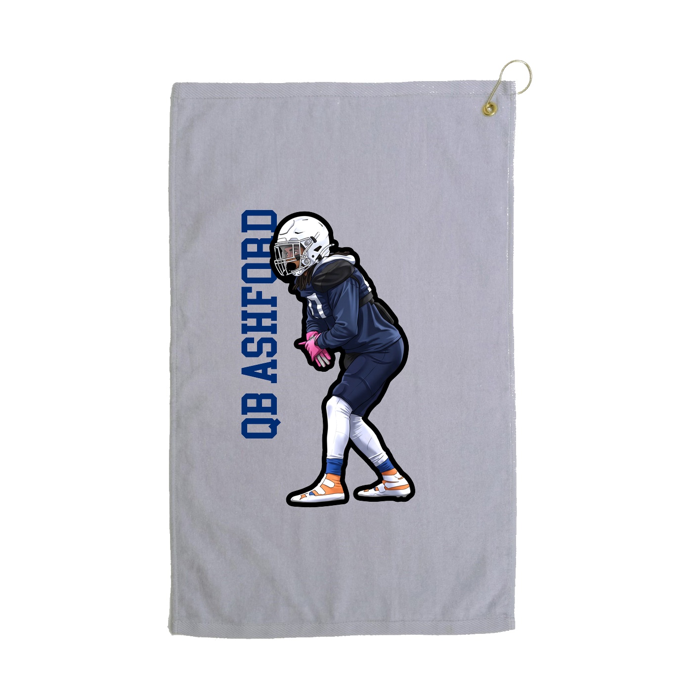 Golf Towel — Name Vertical in Grey