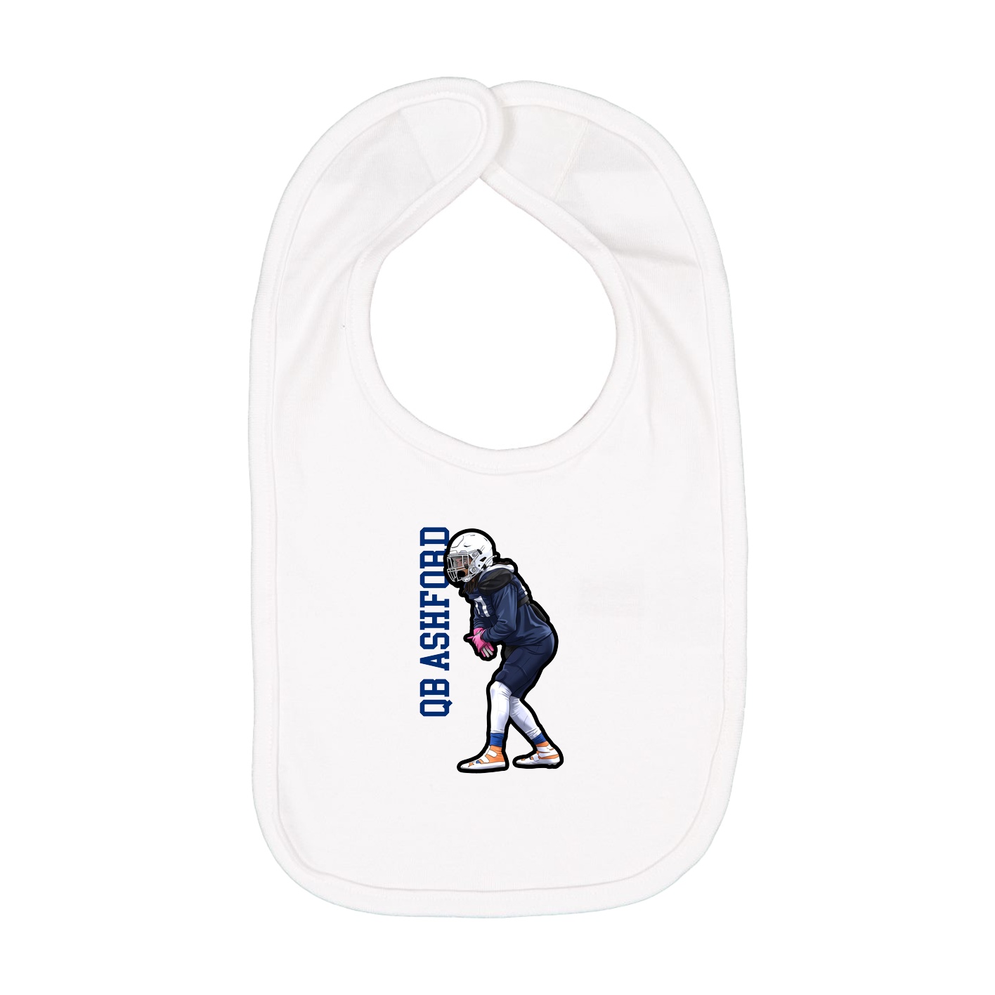 Infant Bib — Name Vertical in White