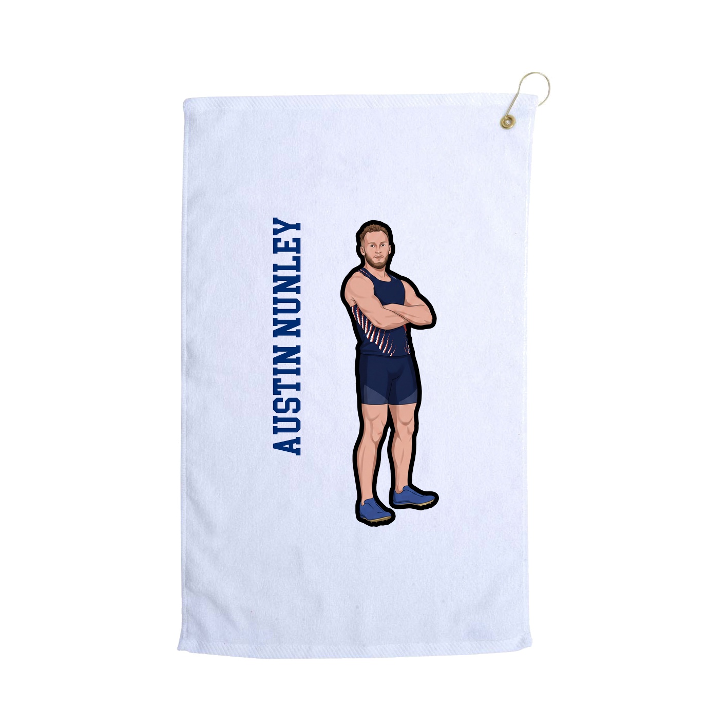 Golf Towel — Name Vertical in White