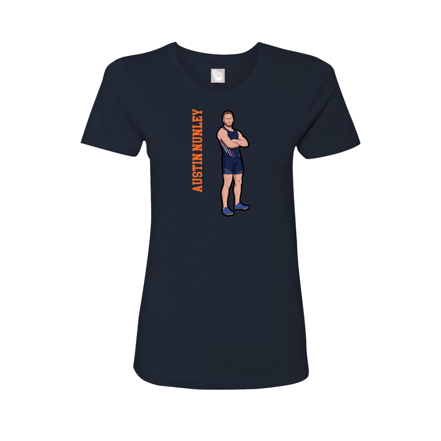 Fitted Women's Tee — Name Vertical in Navy
