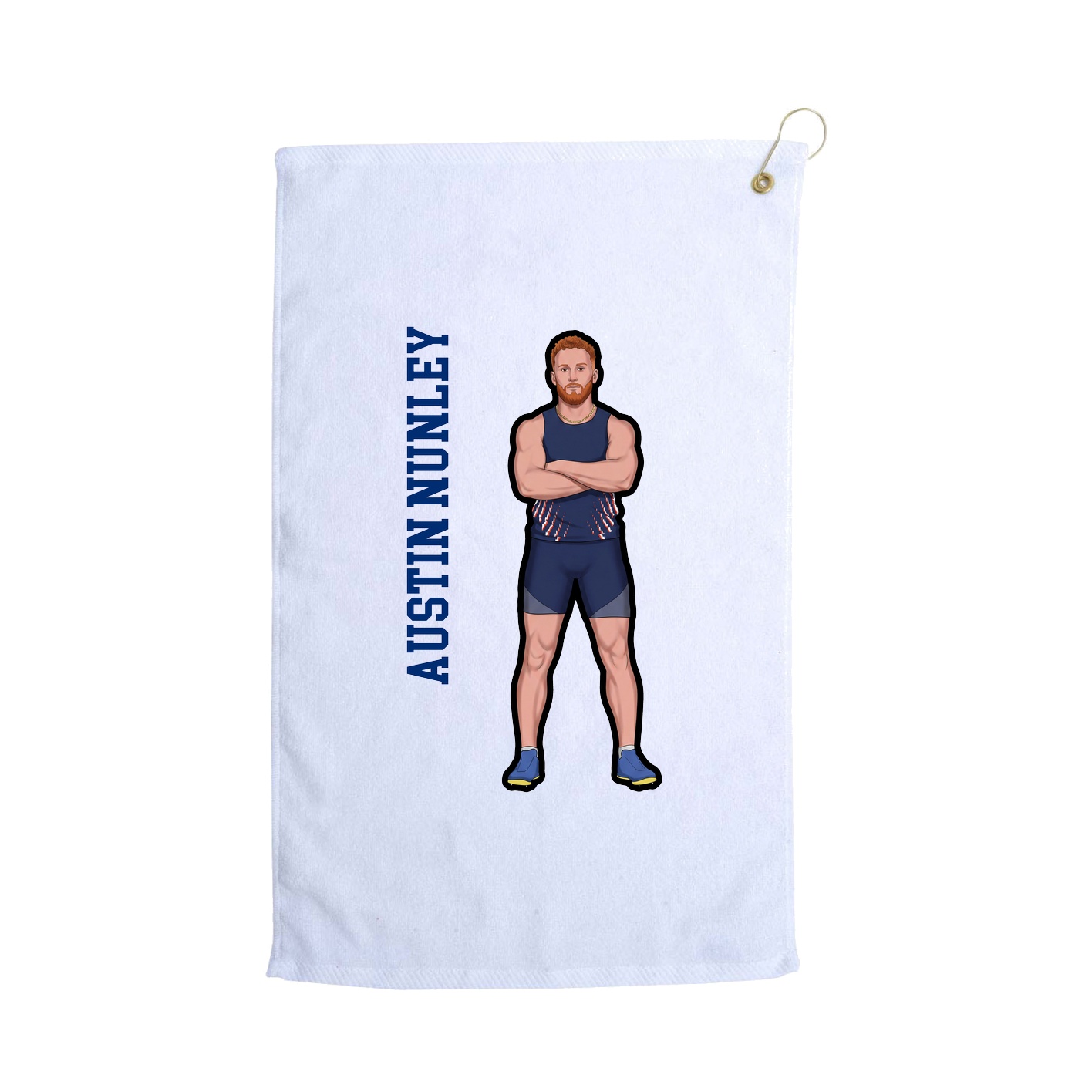 Golf Towel — Name Vertical in White