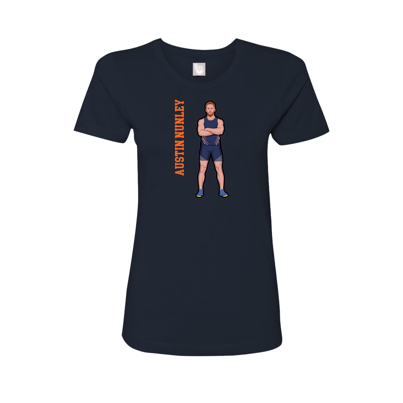 Fitted Women's Tee — Name Vertical in Navy