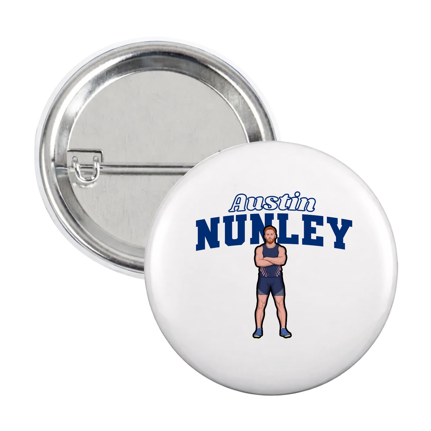Game Day Button — Name Arch in White