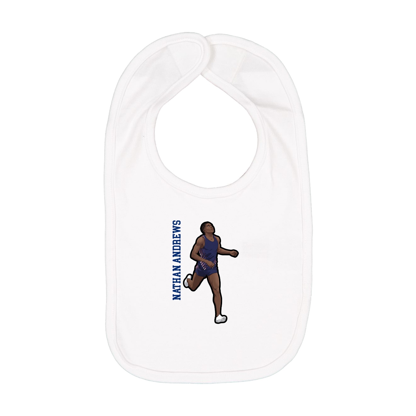 Infant Bib — Name Vertical in White