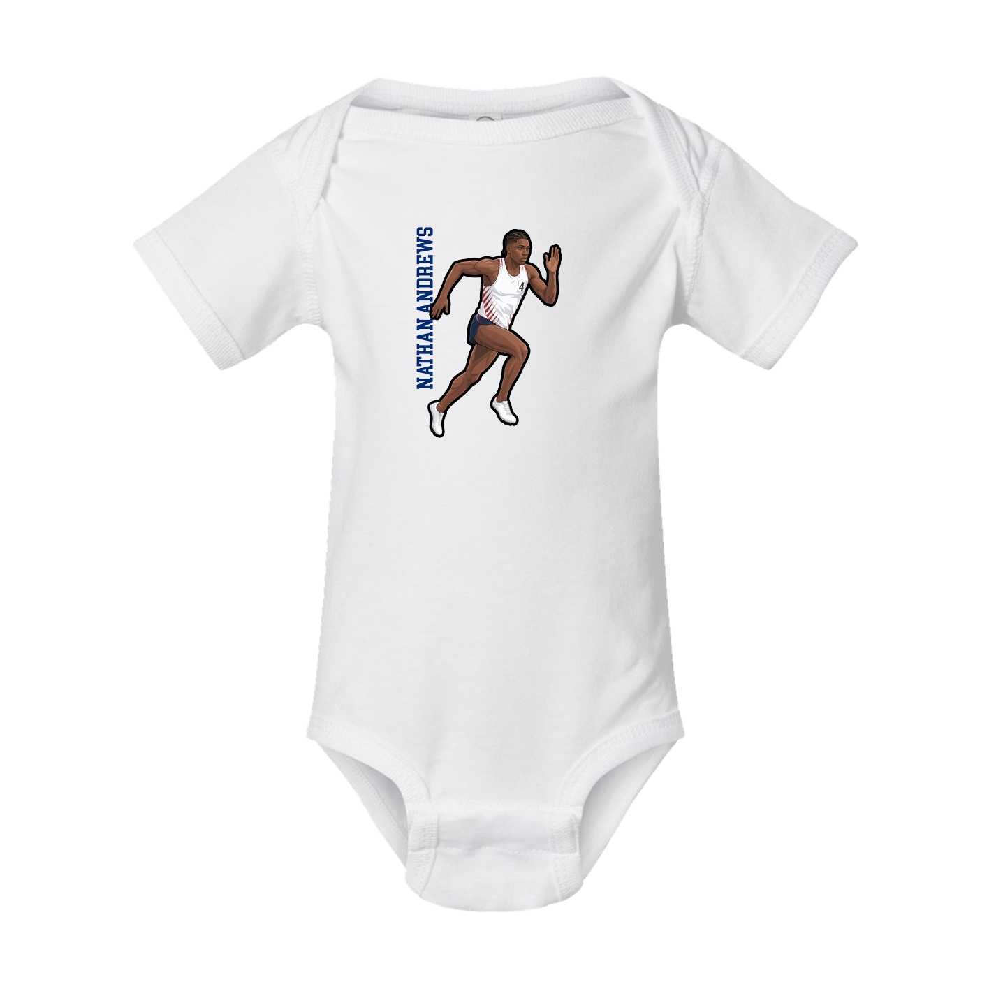 Baby Onesie — Name Vertical in White