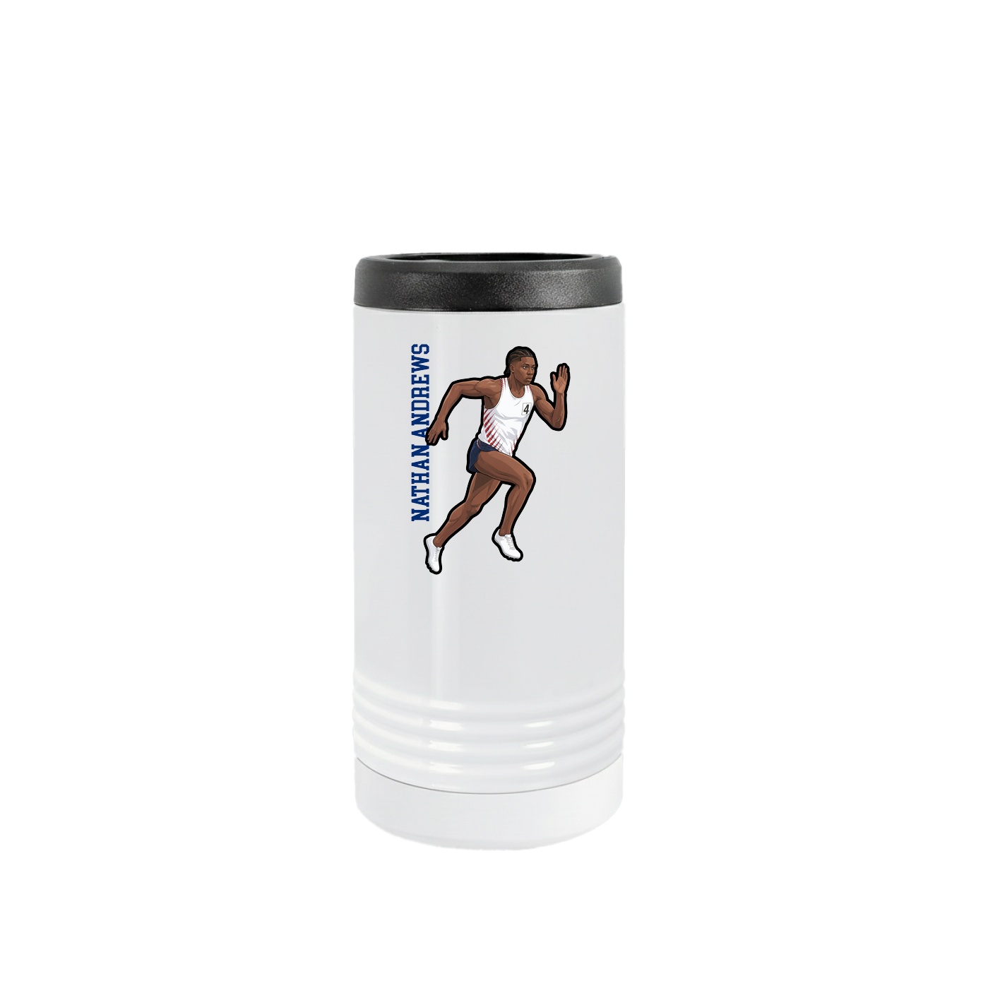 Slim Beverage Holder — Name Vertical in White