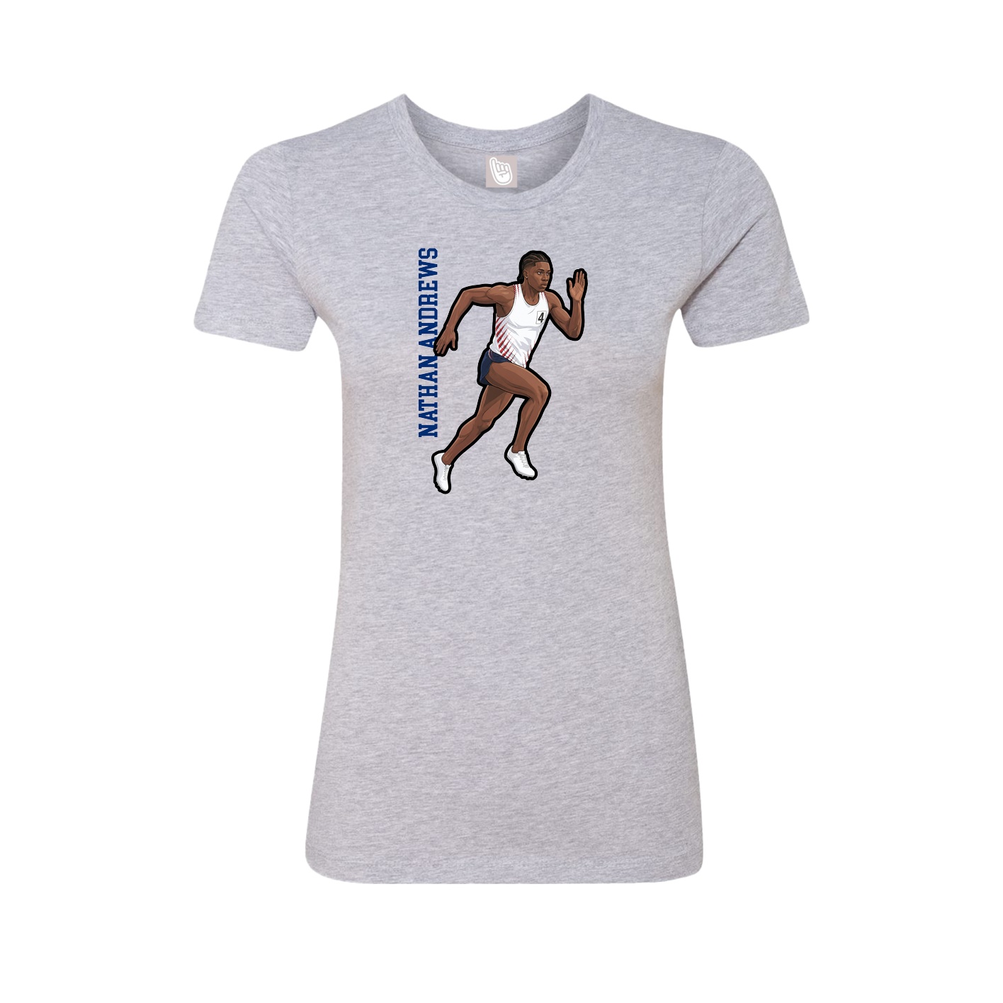Fitted Women's Tee — Name Vertical in Grey