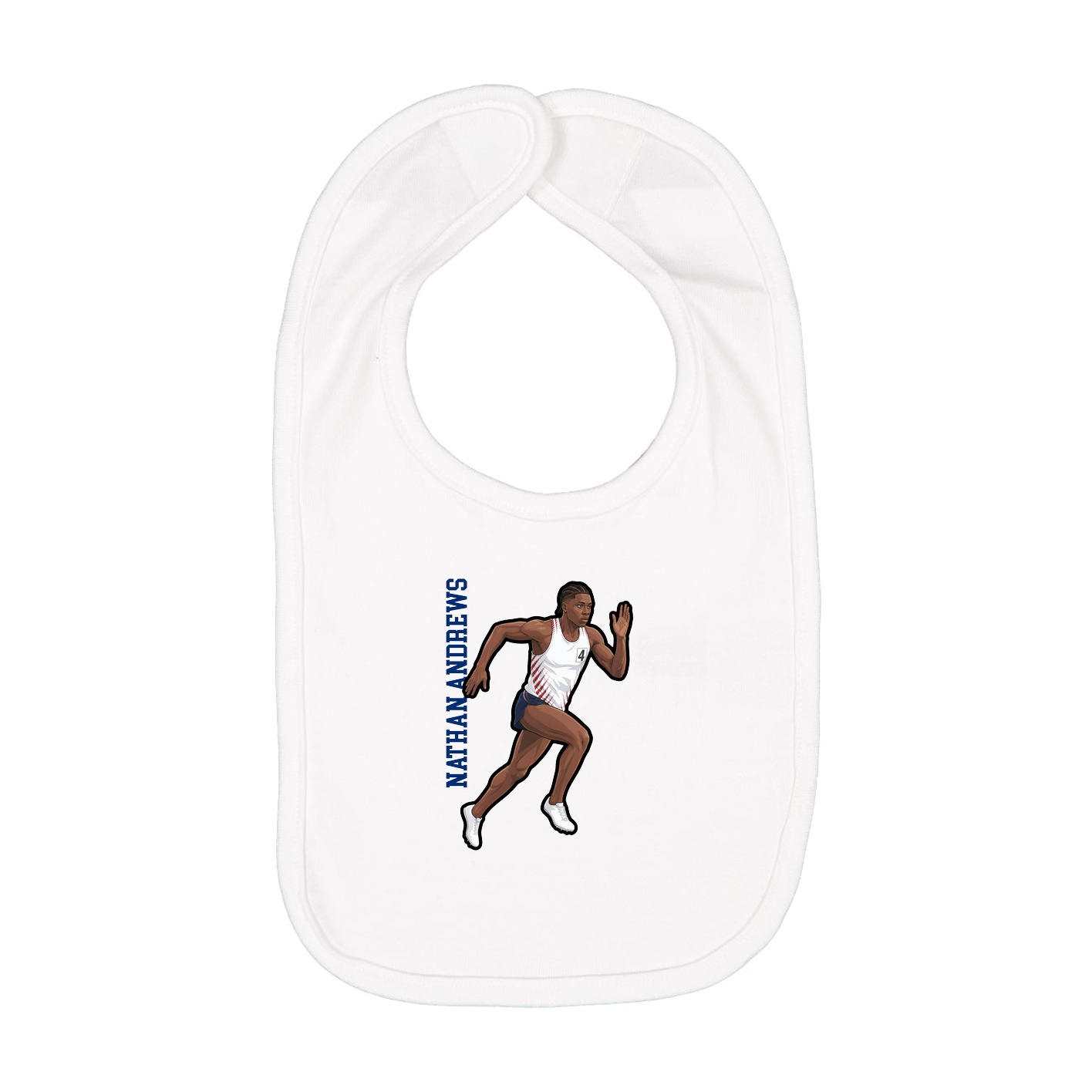 Infant Bib — Name Vertical in White
