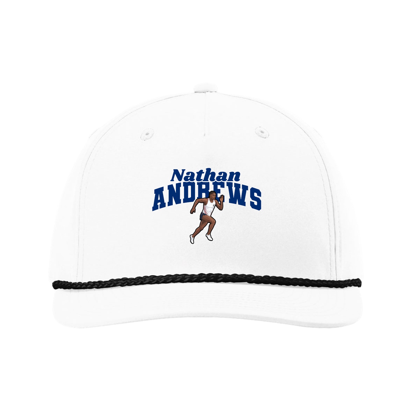 Five-Panel Classic Rope Cap — Signature Arch in White