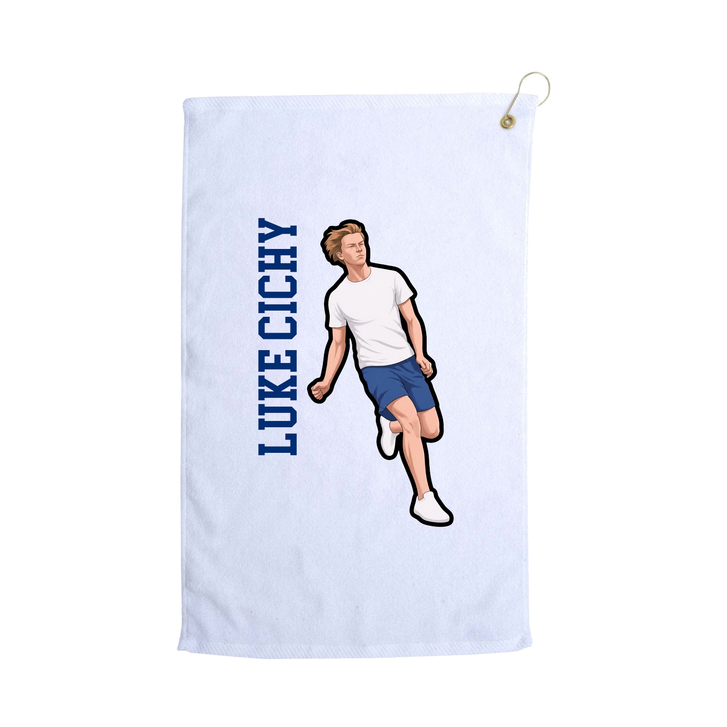 Golf Towel — Name Vertical in White
