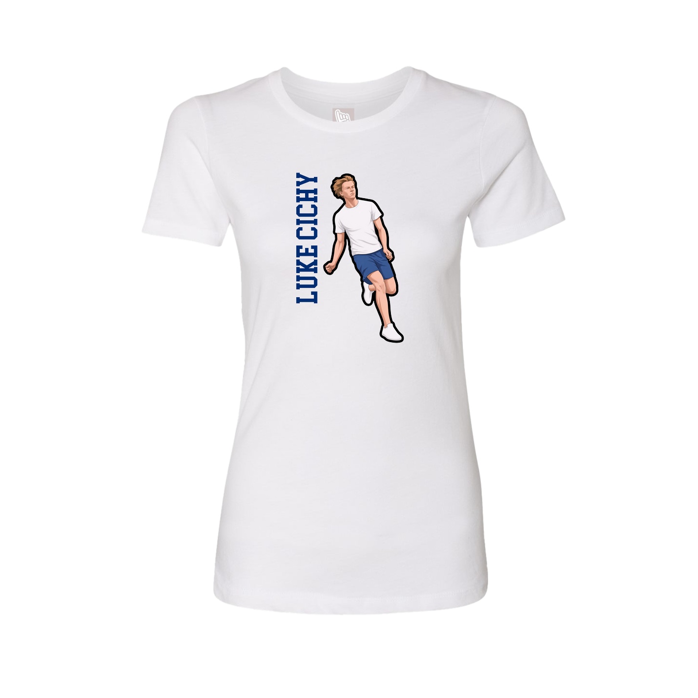 Fitted Women's Tee — Name Vertical in White