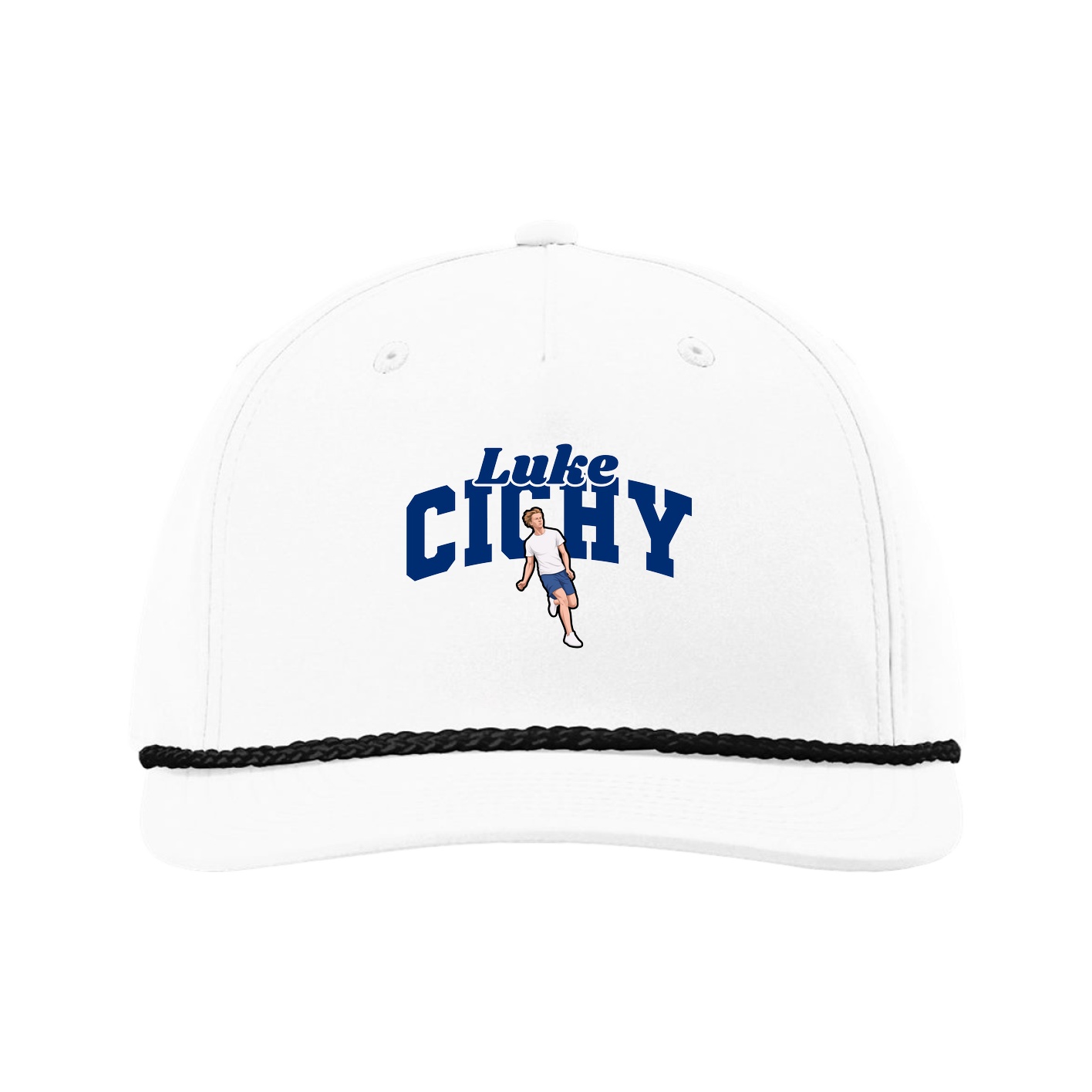 Five-Panel Classic Rope Cap — Signature Arch in White