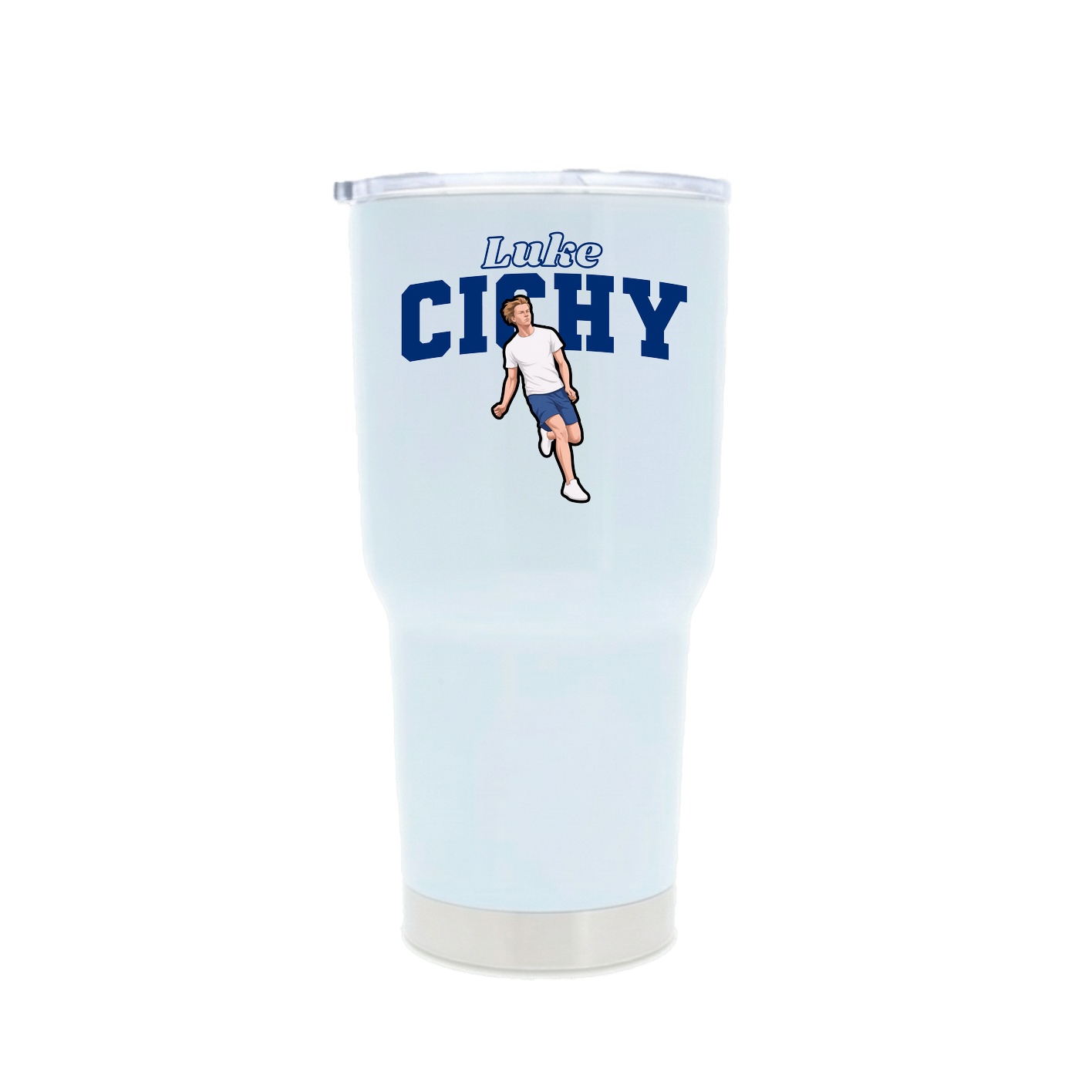 30oz Stainless Steel Tumbler — Name Arch in White