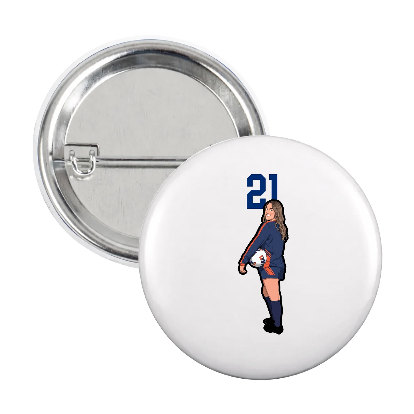 Game Day Button — Number Top in White