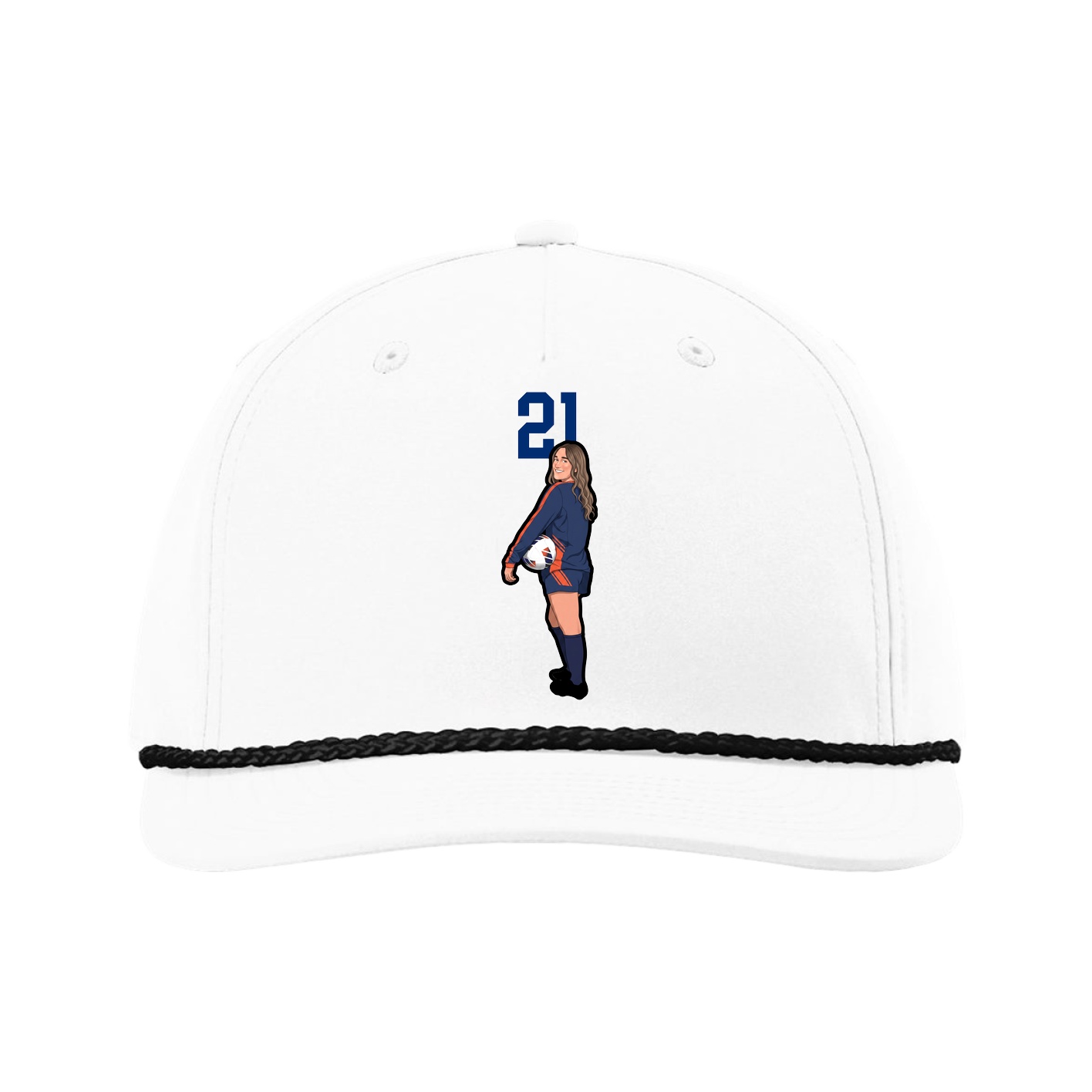 Five-Panel Classic Rope Cap — Number Top in White