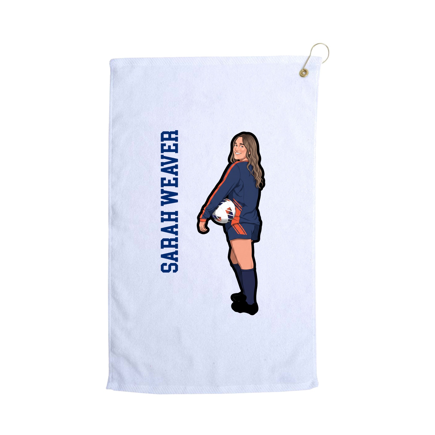 Golf Towel — Name Vertical in White