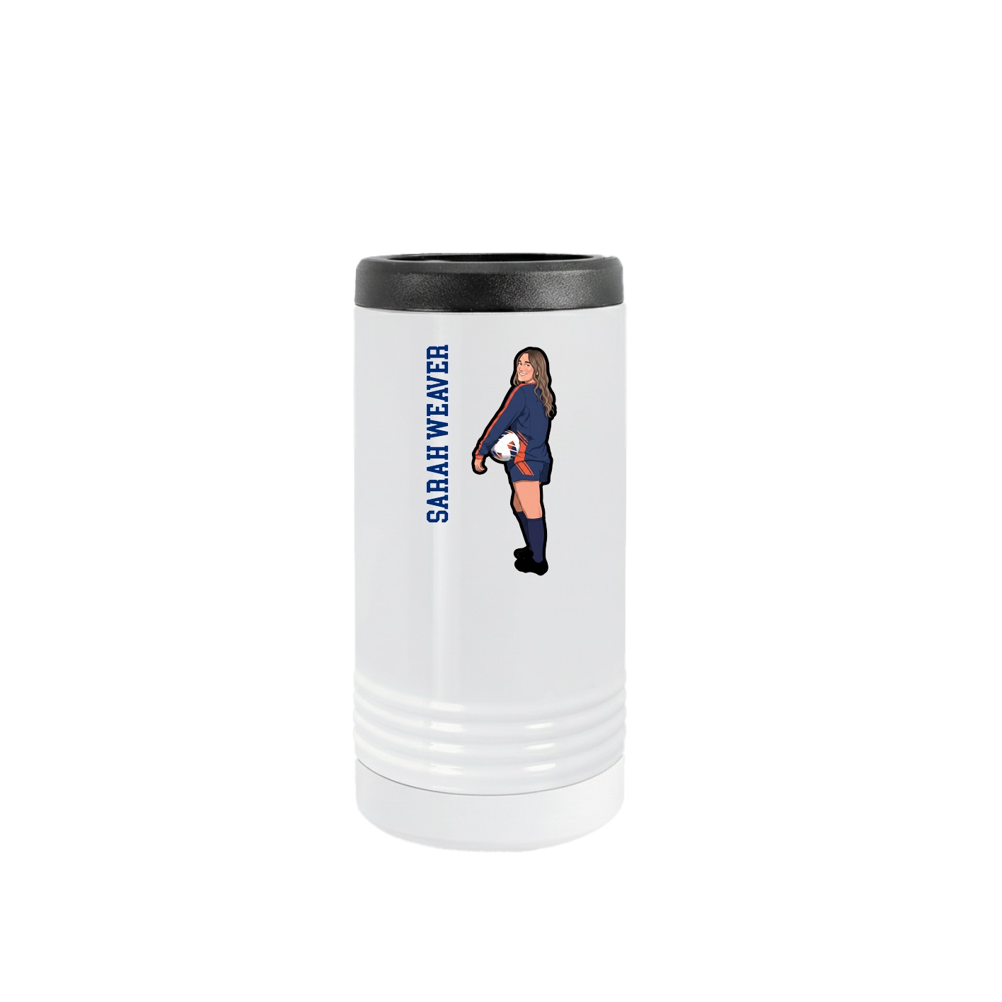 Slim Beverage Holder — Name Vertical in White