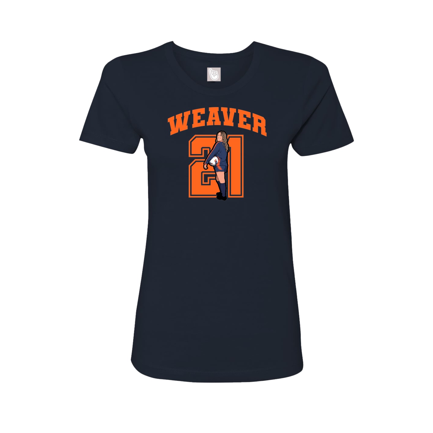 Fitted Women's Tee — Number in Navy