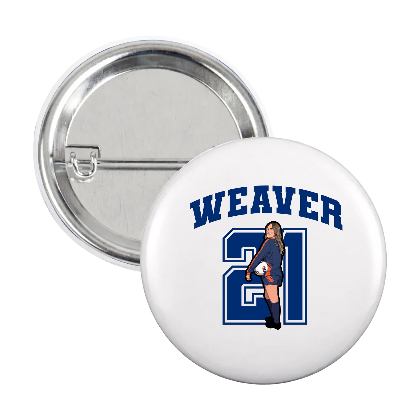 Game Day Button — Number in White