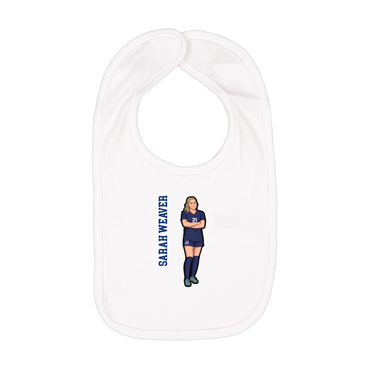Infant Bib — Name Vertical in White