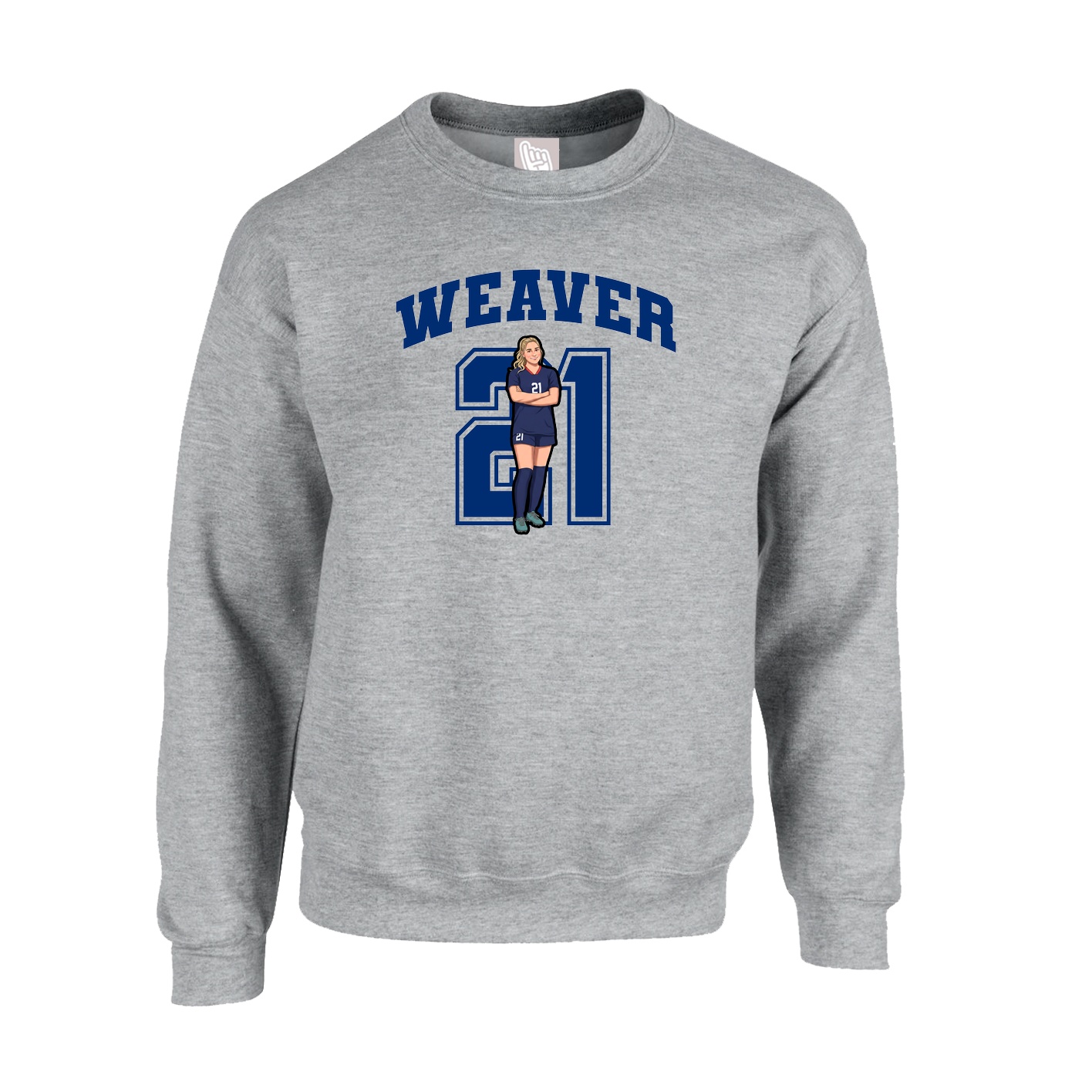Fleece Crew — Number in Grey