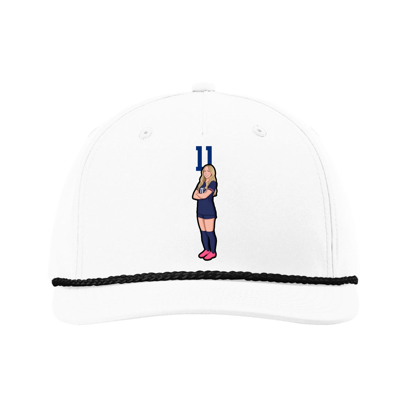 Five-Panel Classic Rope Cap — Number Top in White