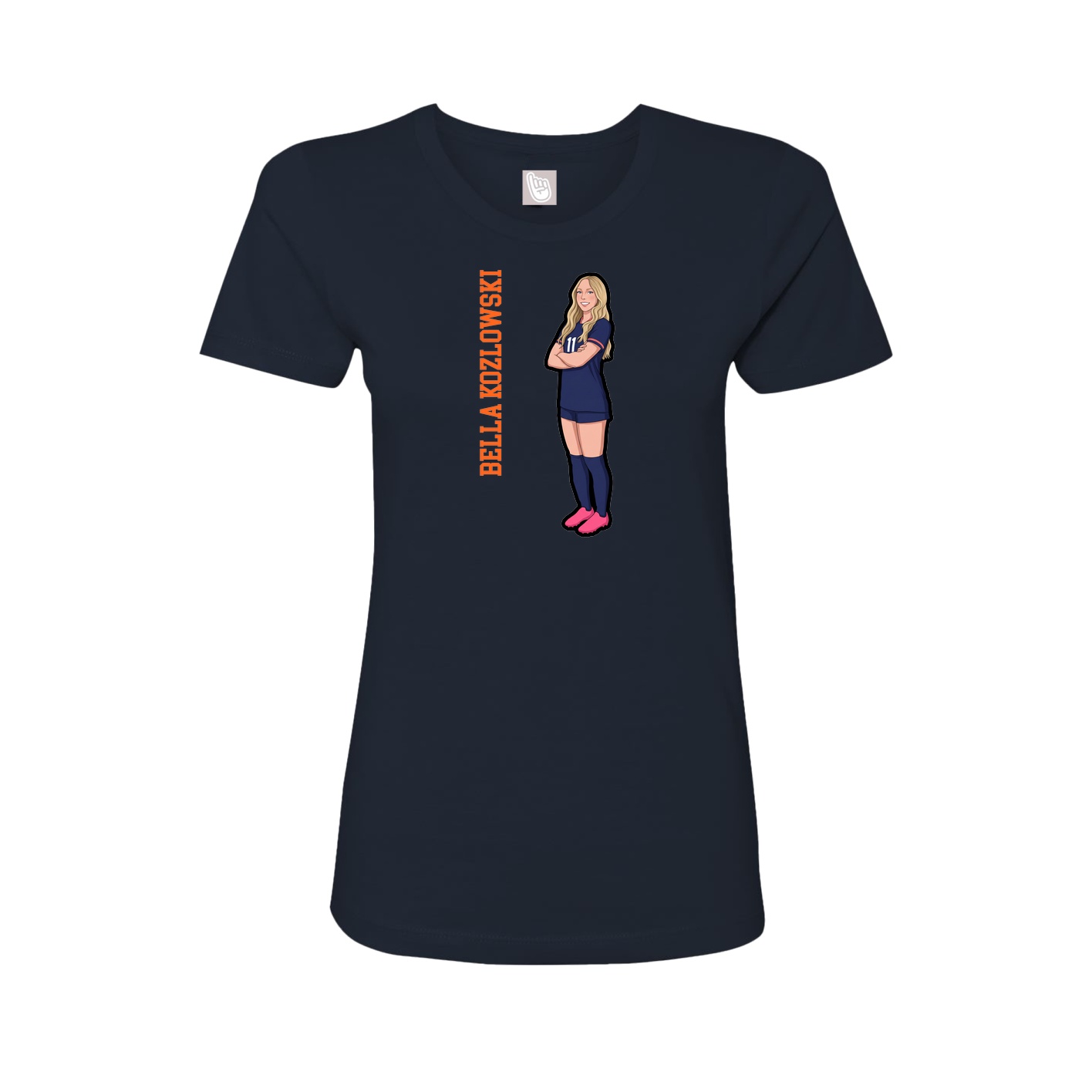 Fitted Women's Tee — Name Vertical in Navy