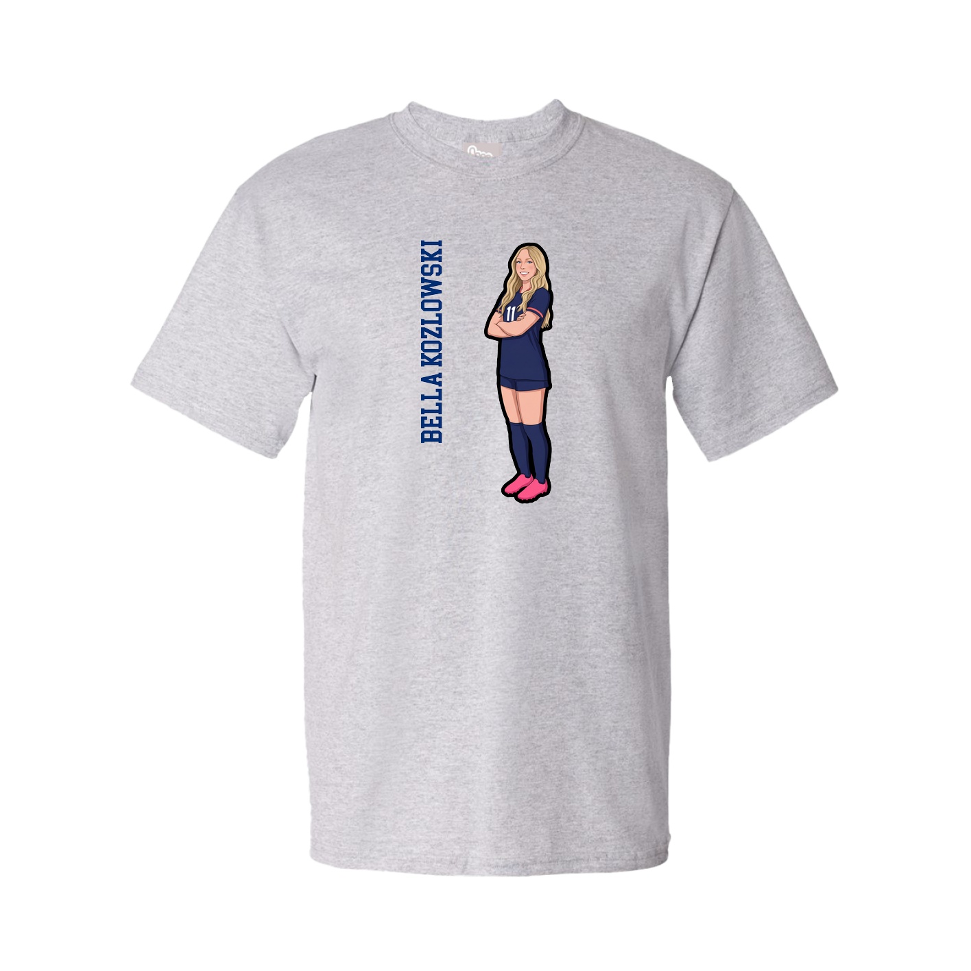 Youth Tee — Name Vertical in Grey