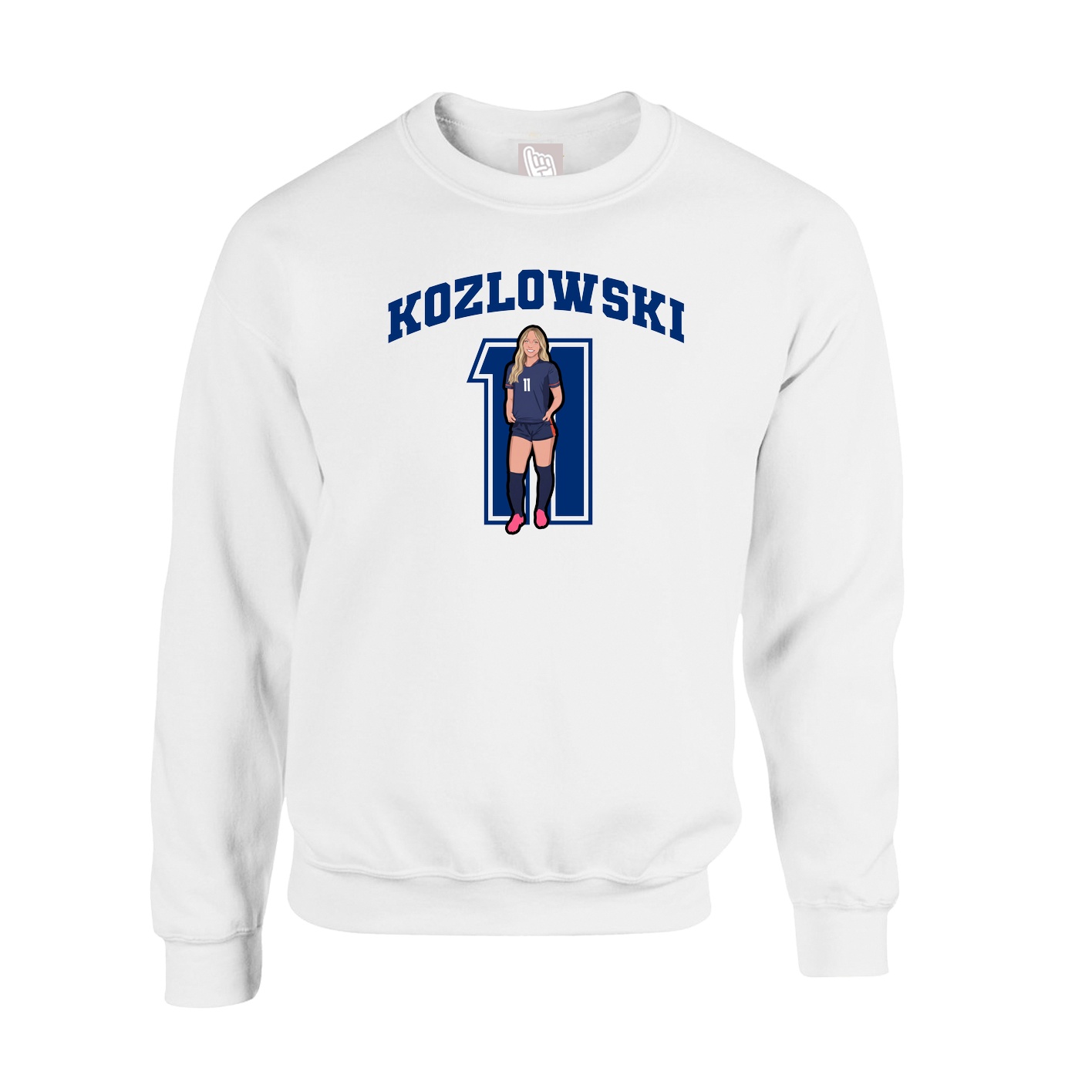 Fleece Crew — Number in White