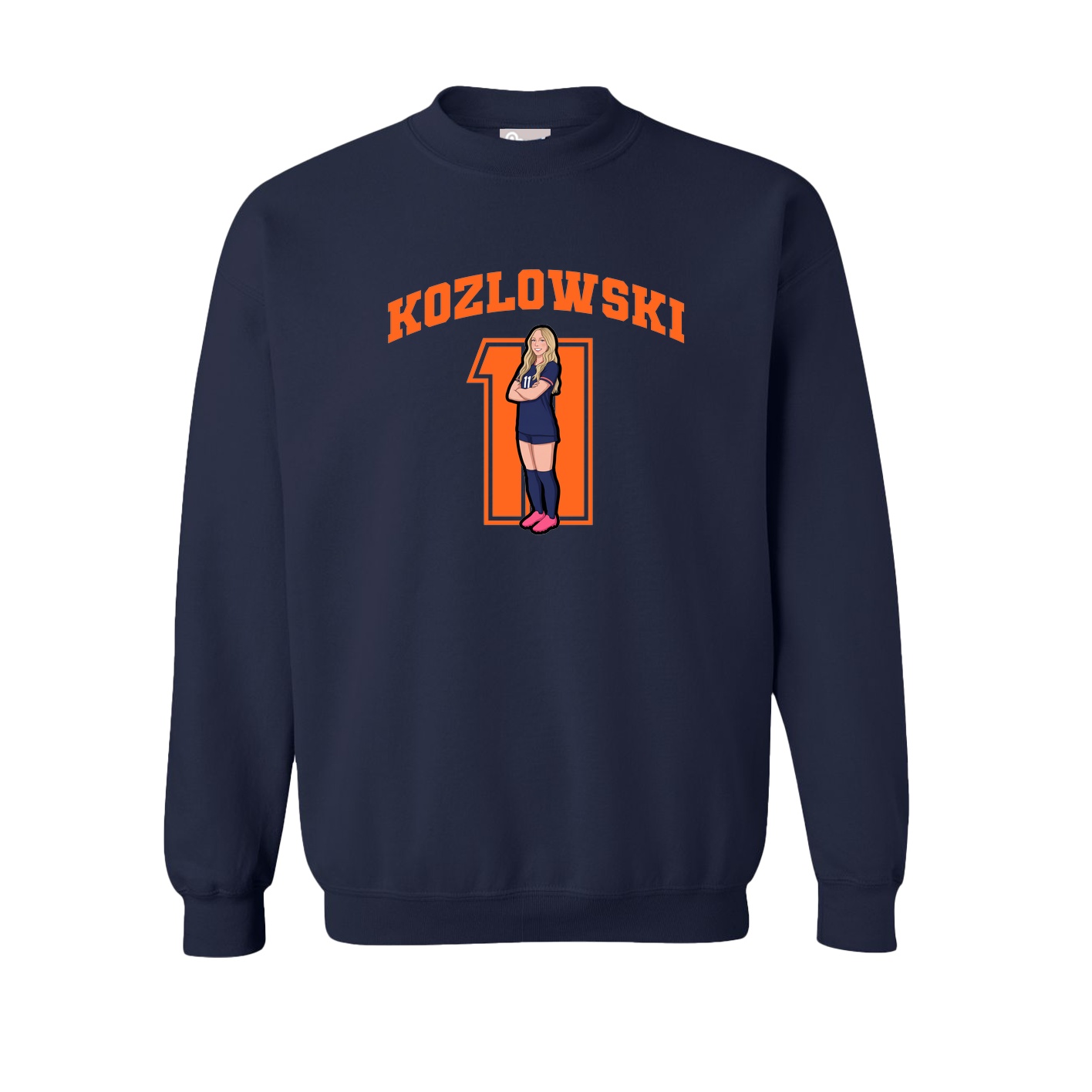 Fleece Crew — Number in Navy
