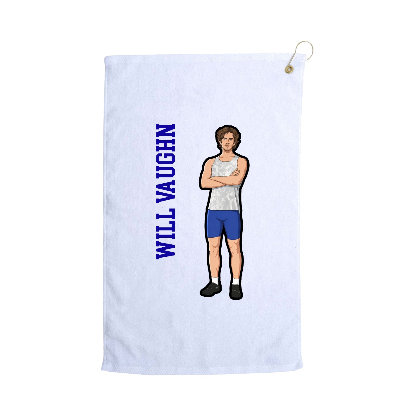 Golf Towel — Name Vertical in White