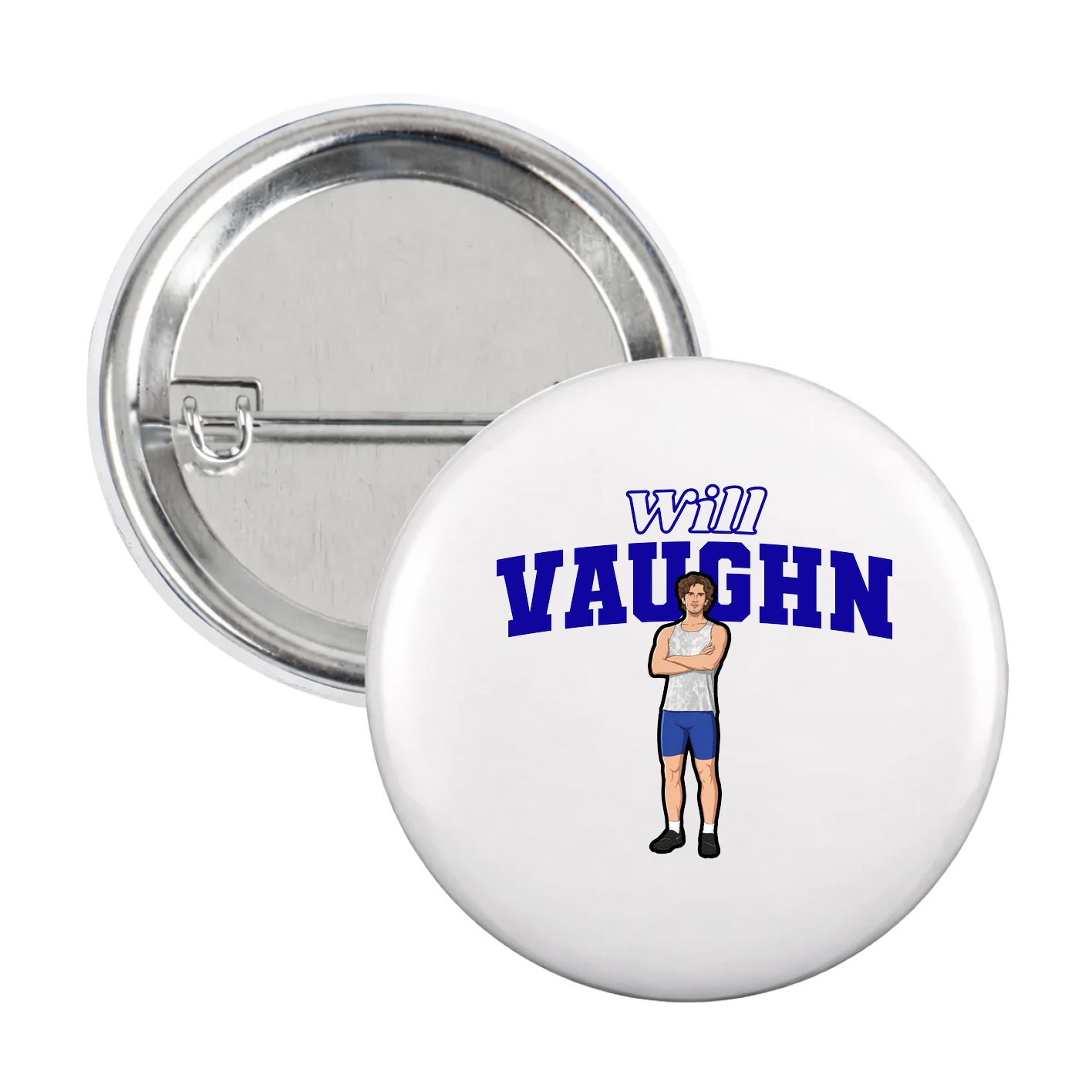 Game Day Button — Name Arch in White