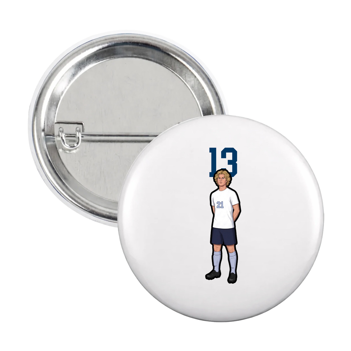 Game Day Button — Number Top in White