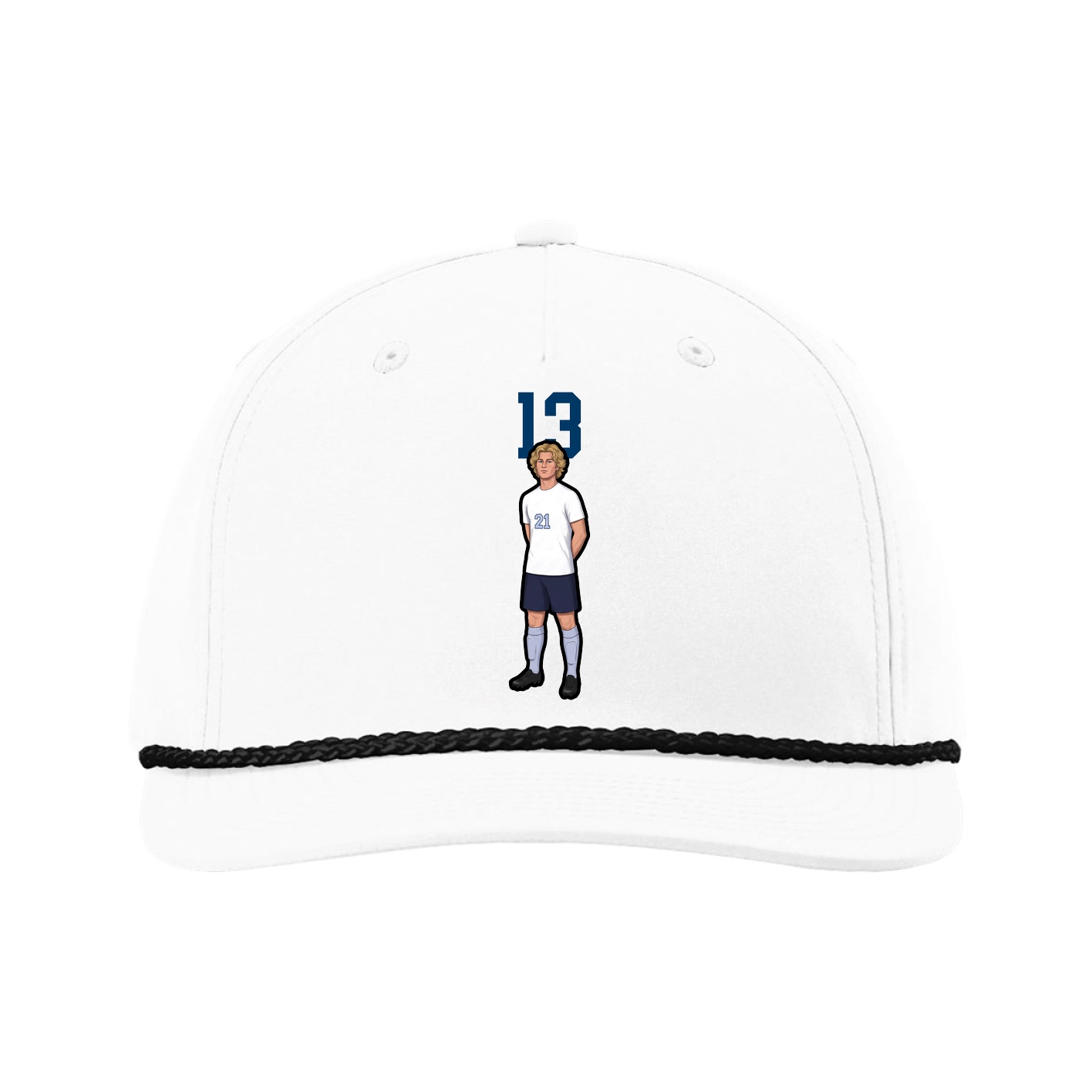 Five-Panel Classic Rope Cap — Number Top in White