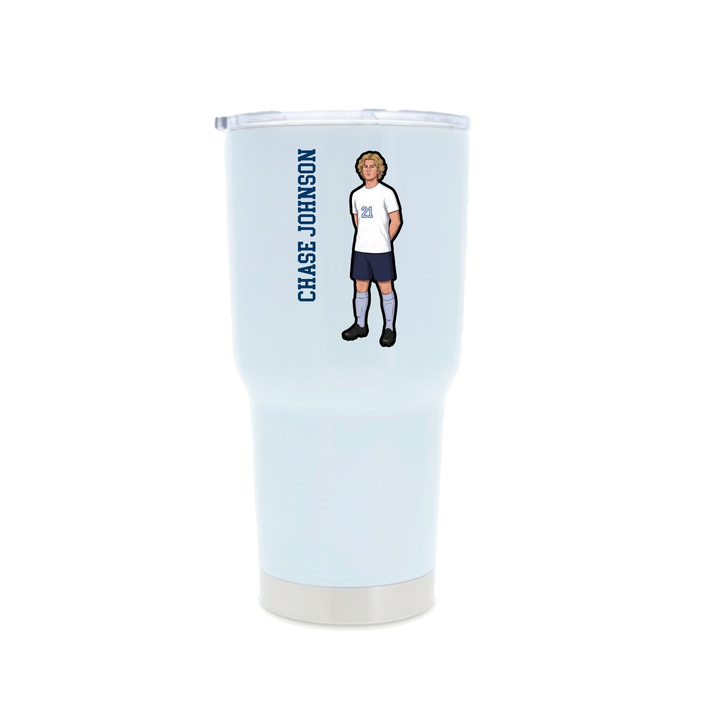 30oz Stainless Steel Tumbler — Name Vertical in White