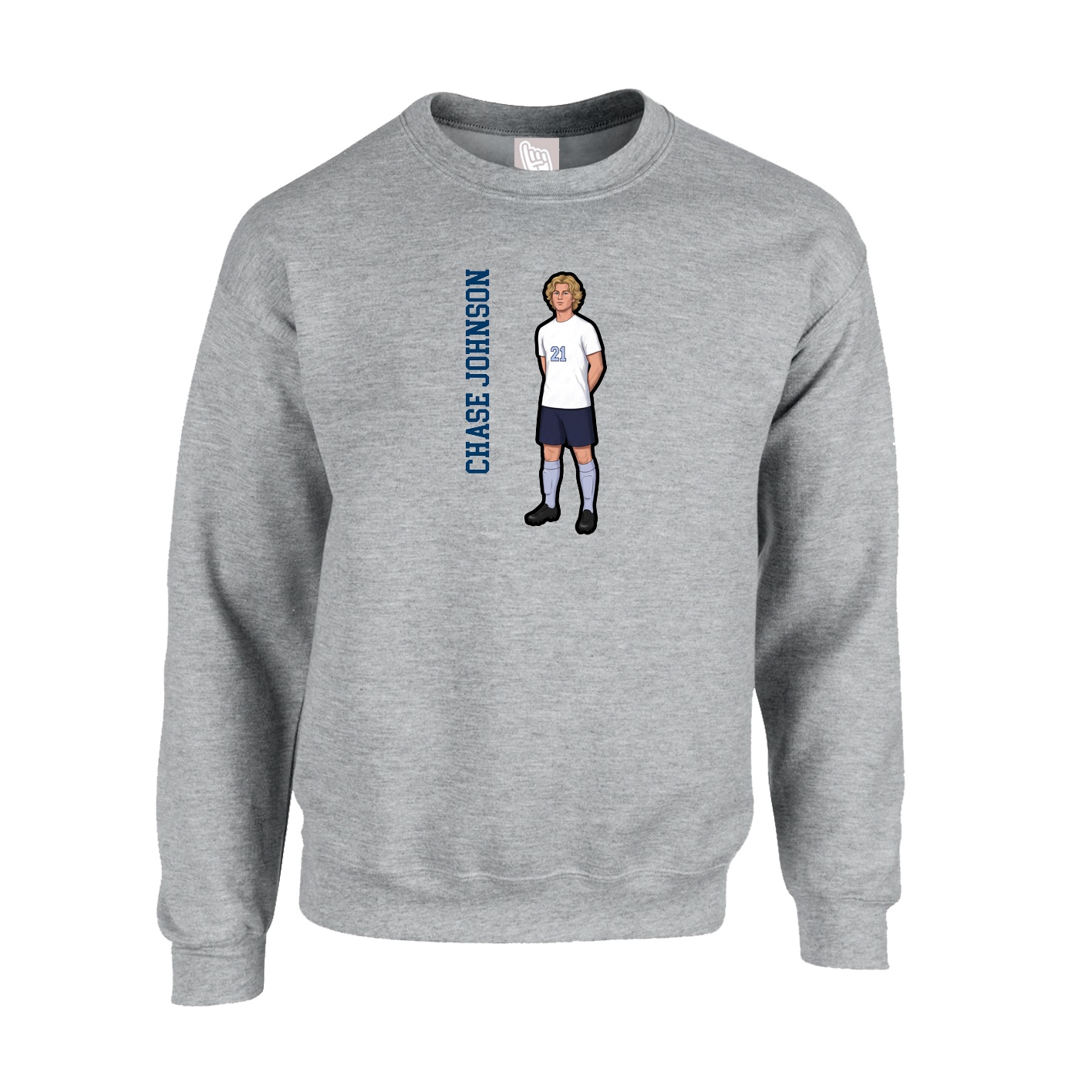 Fleece Crew — Name Vertical in Grey
