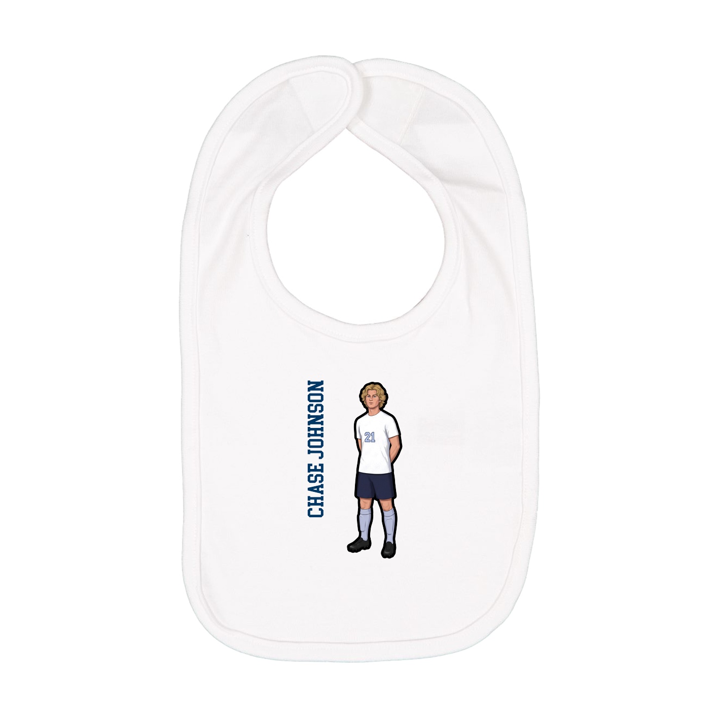 Infant Bib — Name Vertical in White
