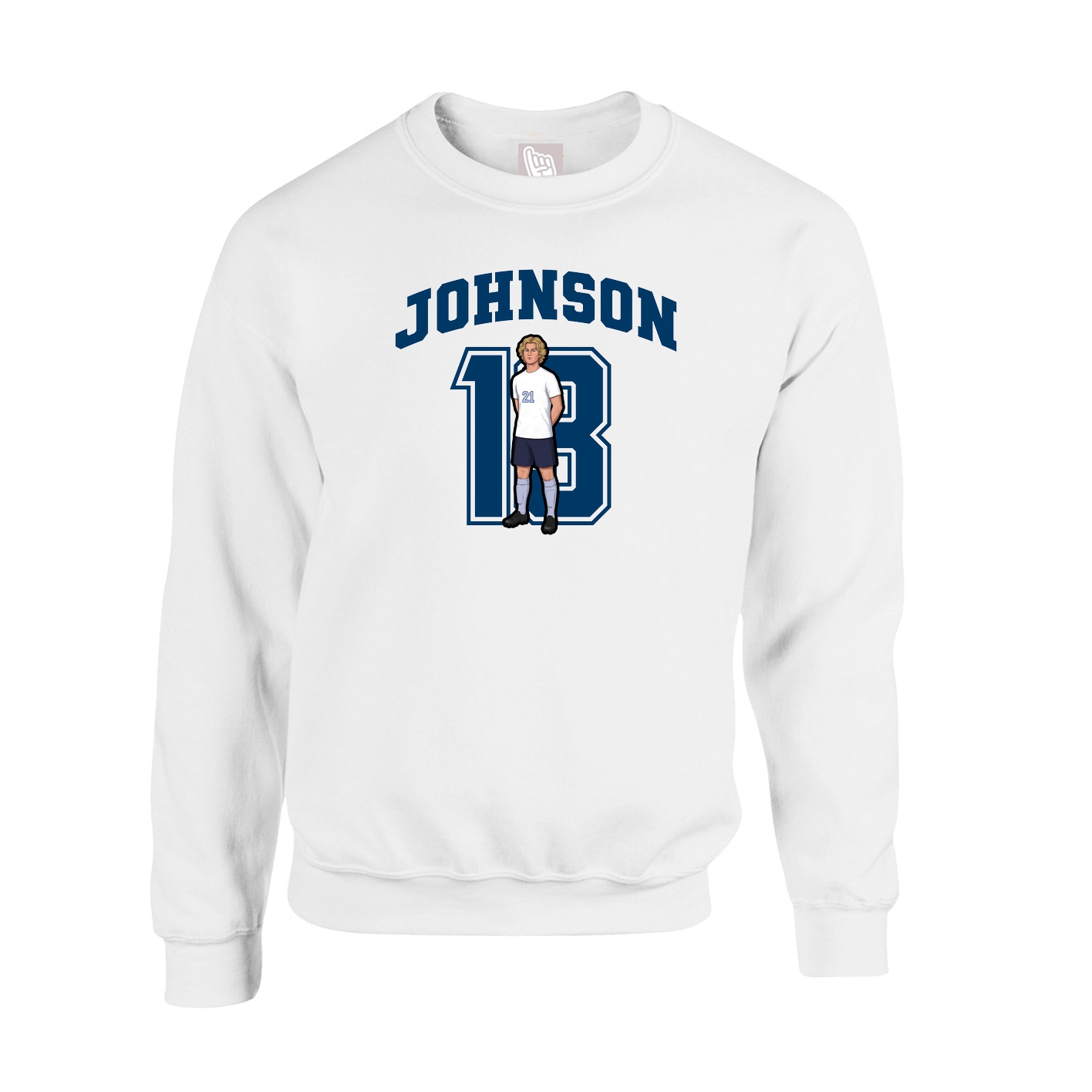 Fleece Crew — Number in White