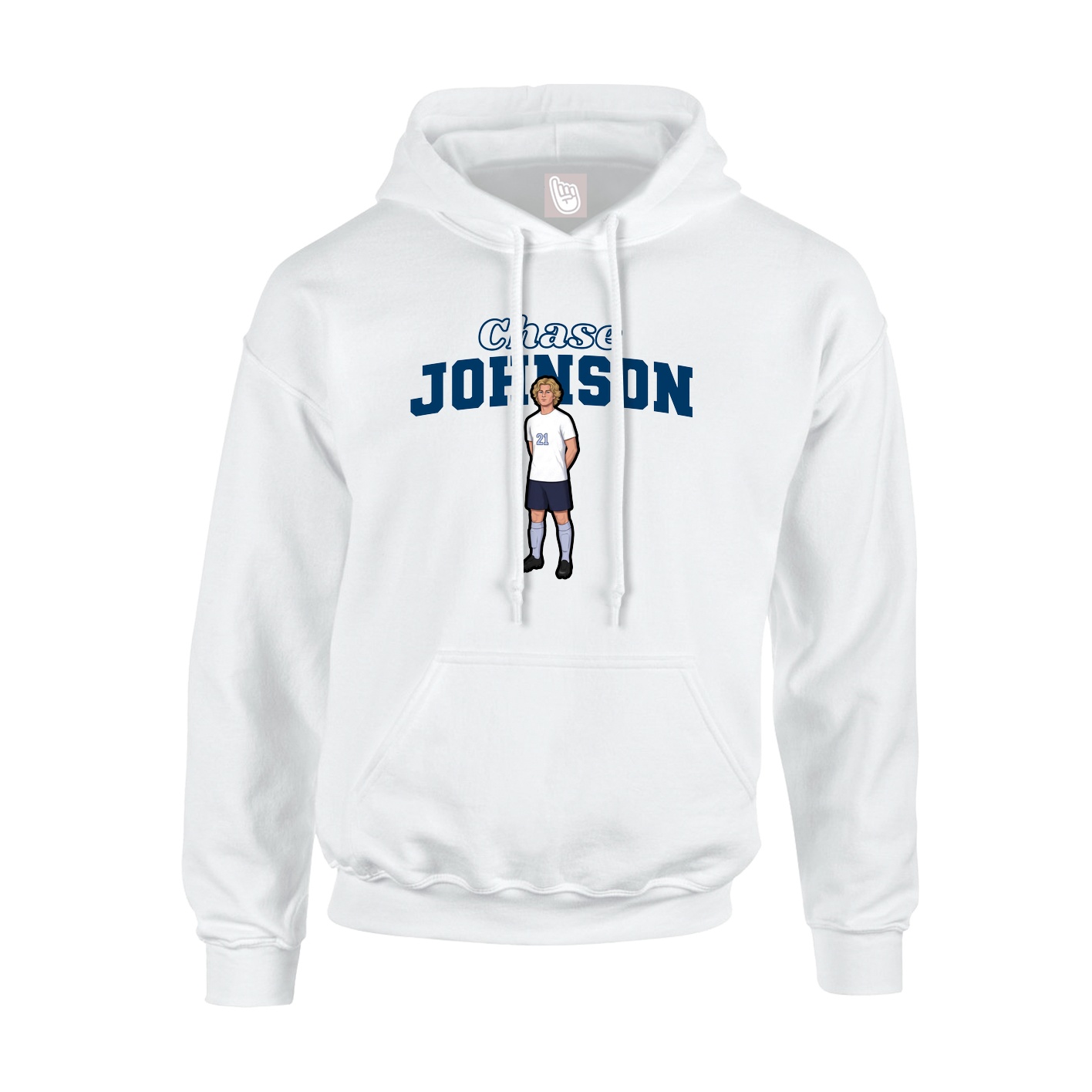 Youth Hoodie — Name Arch in White