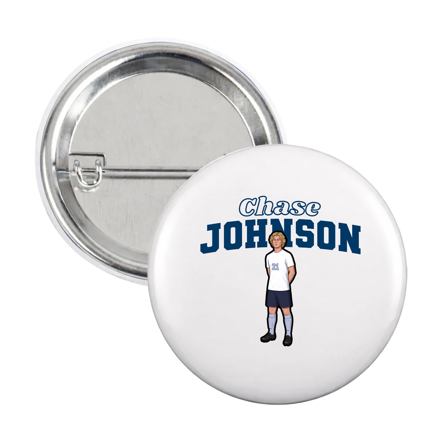 Game Day Button — Name Arch in White