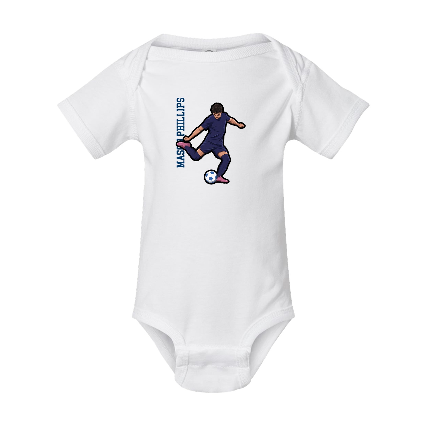 Baby Onesie — Name Vertical in White